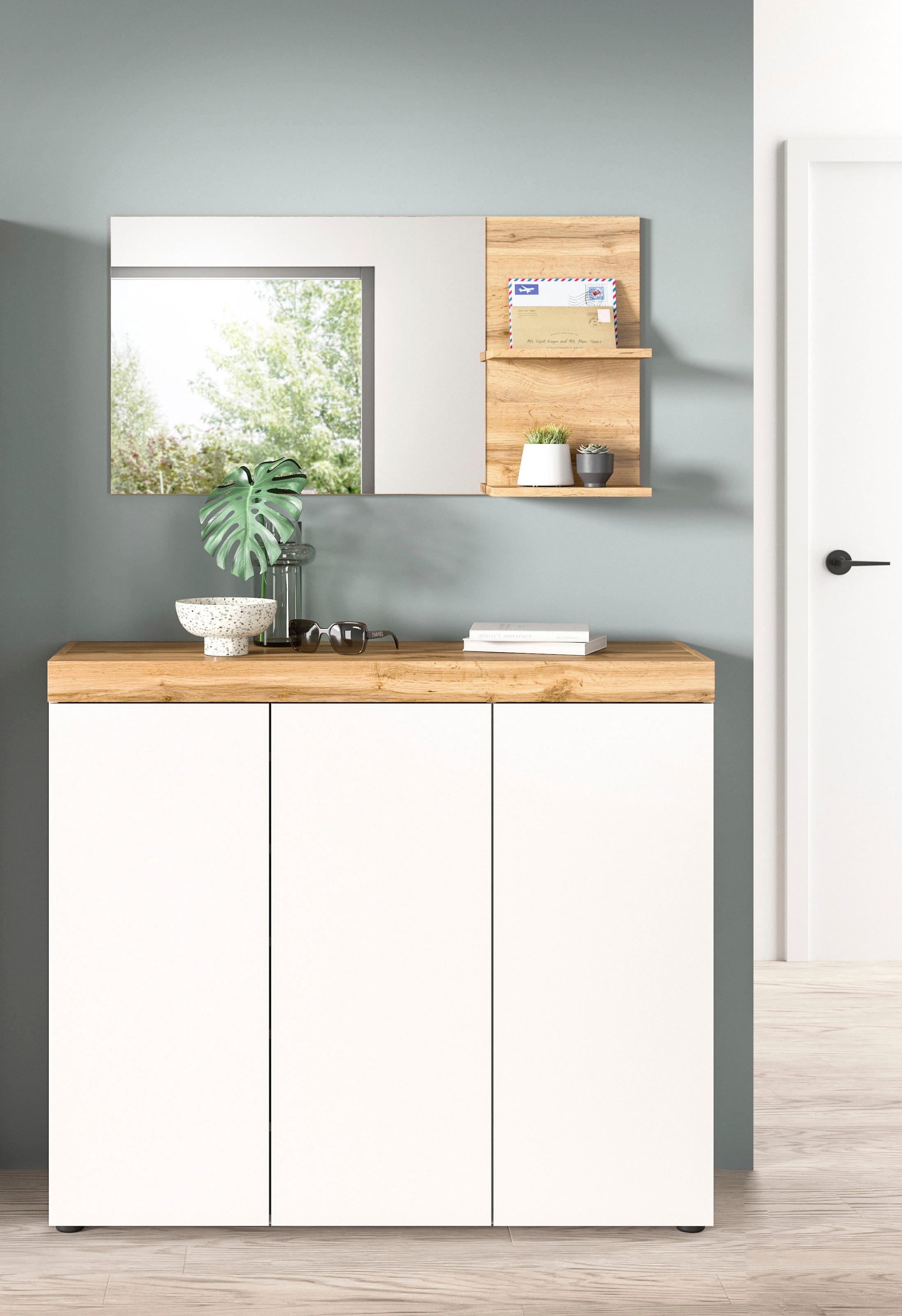 GOODproduct Ensemble de vestiaires »MAMBO, TOPSELLER!, 2-teilige Kombination, stehend & hängend montierbar« bestehend aus: Kommode, Spiegel, 2 cuis tlg.