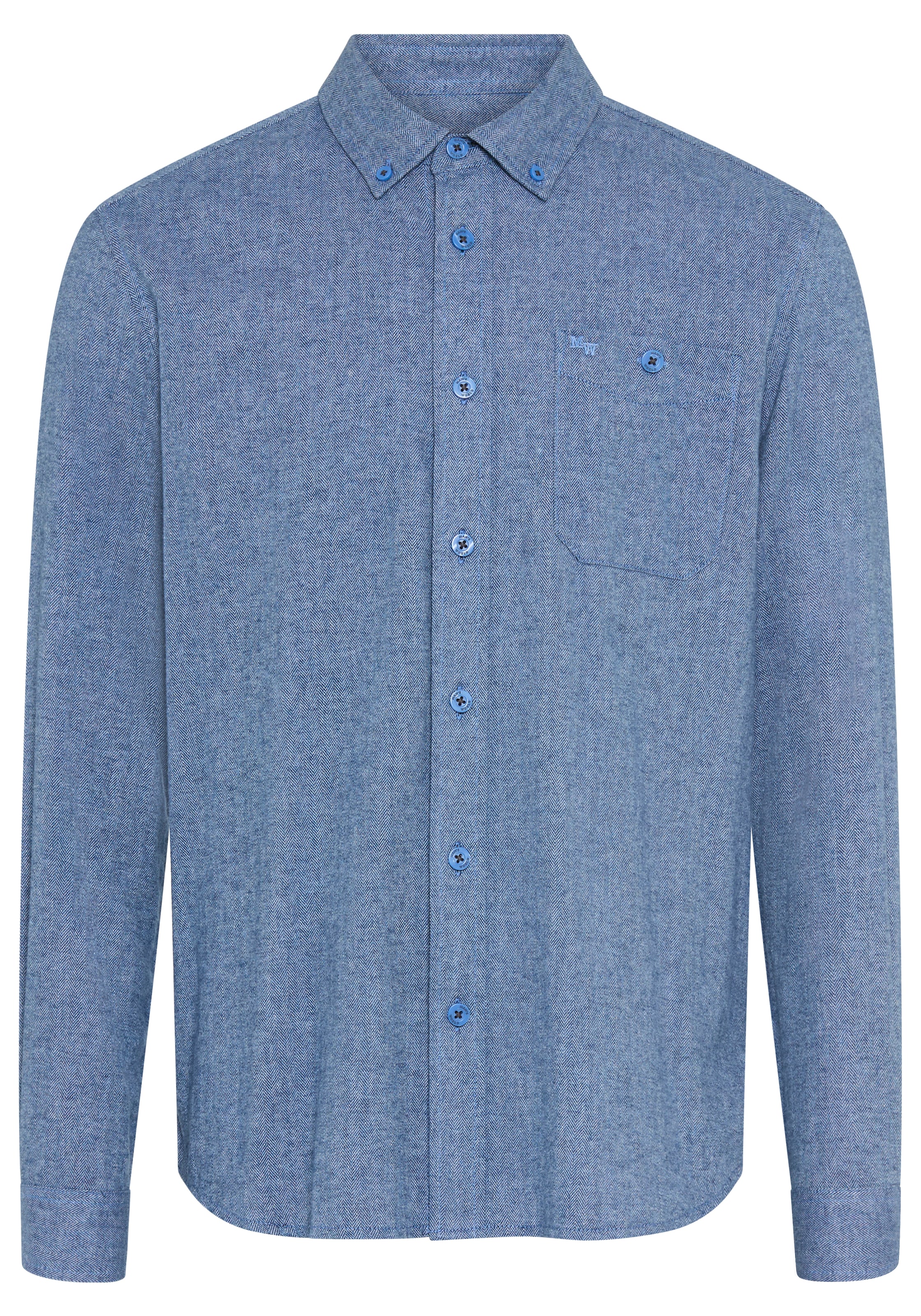 Man's World Chemise à manches longues »Zeitlose Fischgrat-Optik mit modernem Charakter« avec patte de boutonnage, coupe régulière, en coton tissé