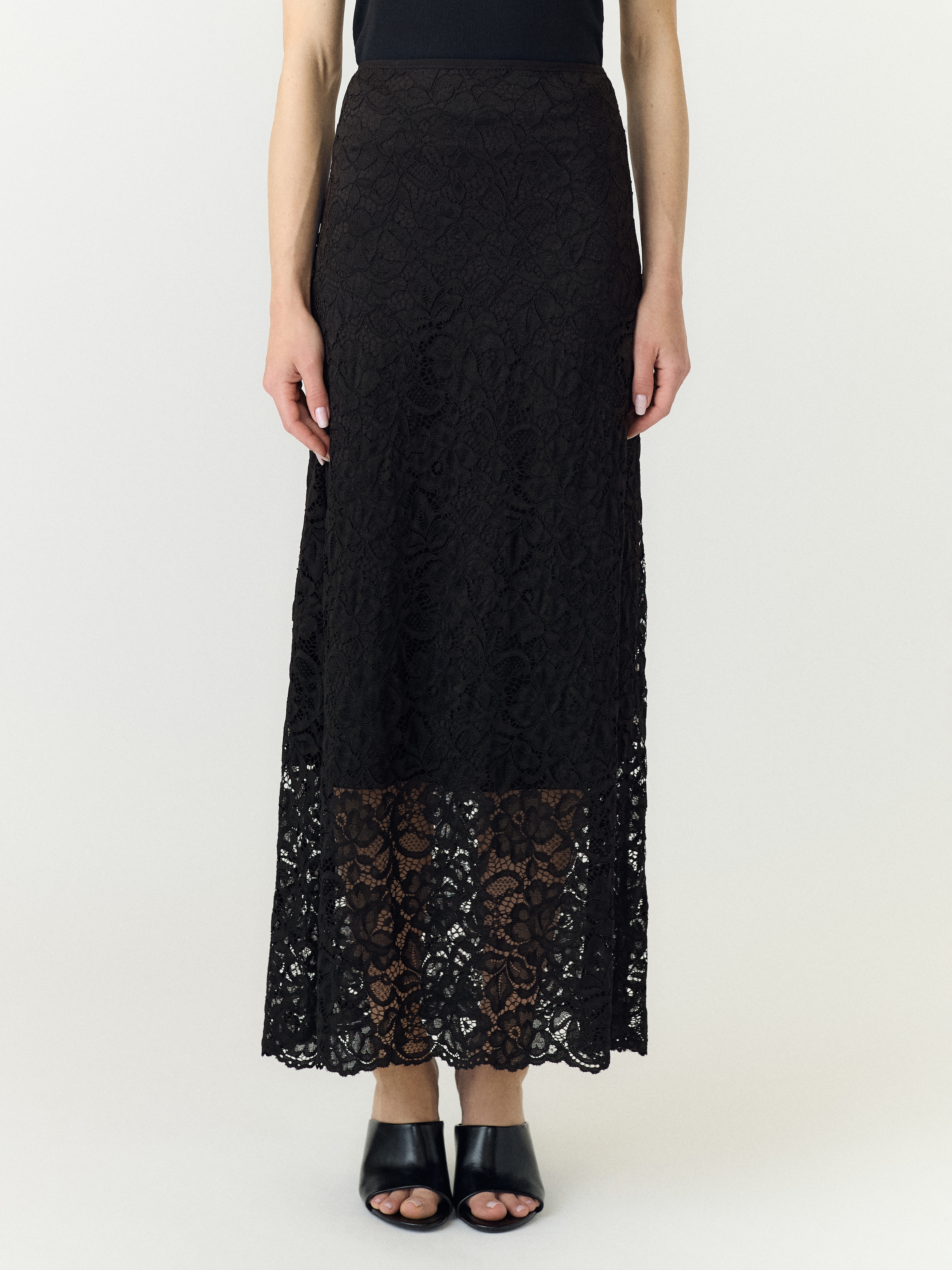 Image of Y.A.S Maxirock "YASLACEY HW LONG LACE SKIRT S. NOOS" Materialmix, high waist