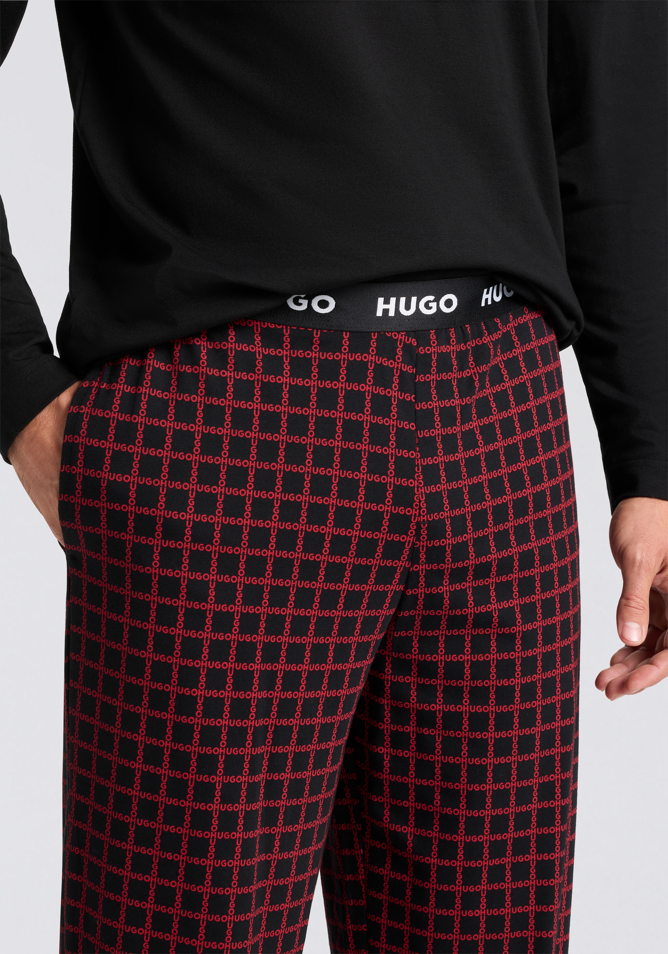 HUGO Underwear Pyjama Set, 2 pièces Rundhalsausschnitt, elastischer Logobund