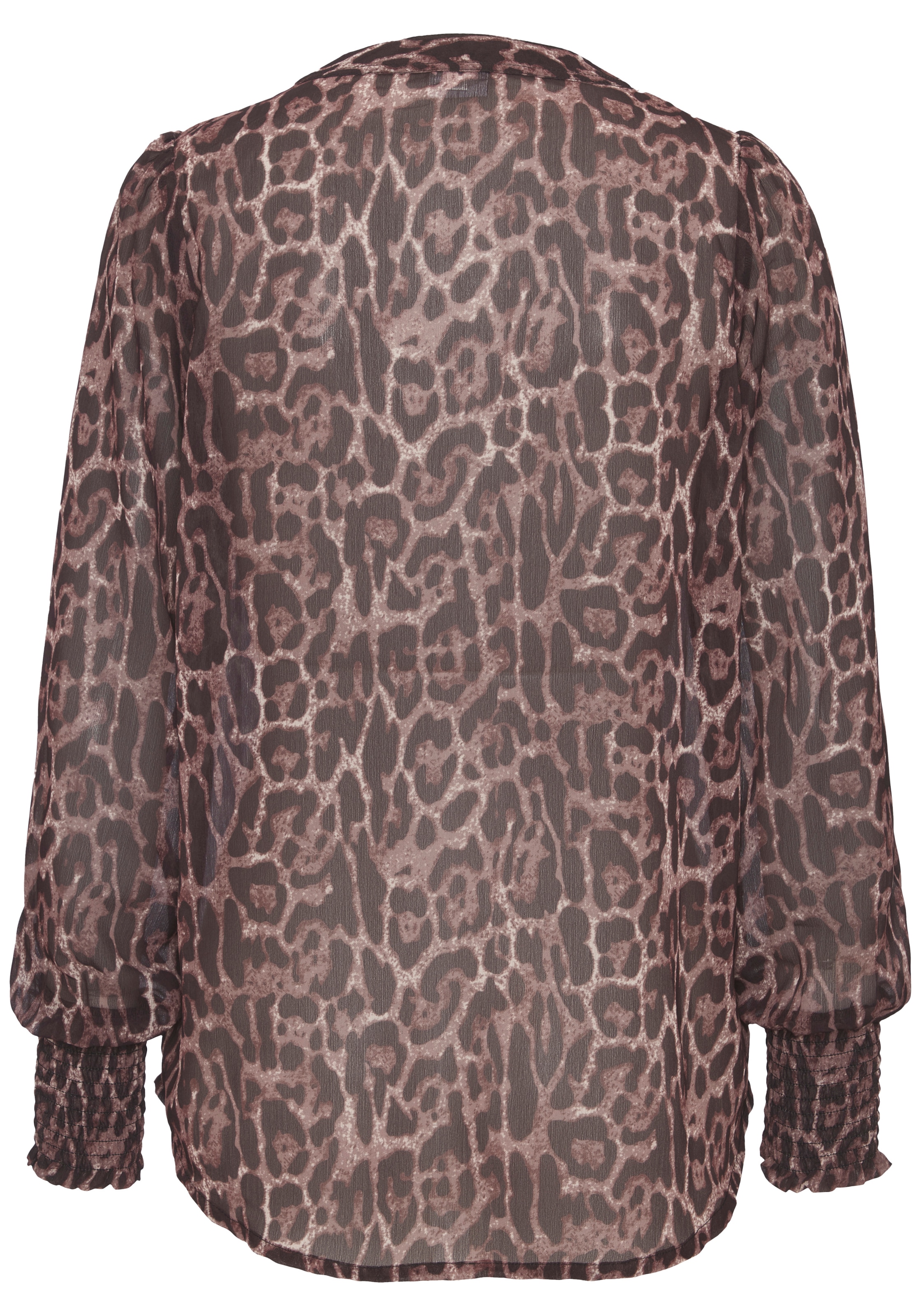 LASCANA Blouse en mousseline avec imprimé léopard et col en V, chemisier femme, élégant-chic