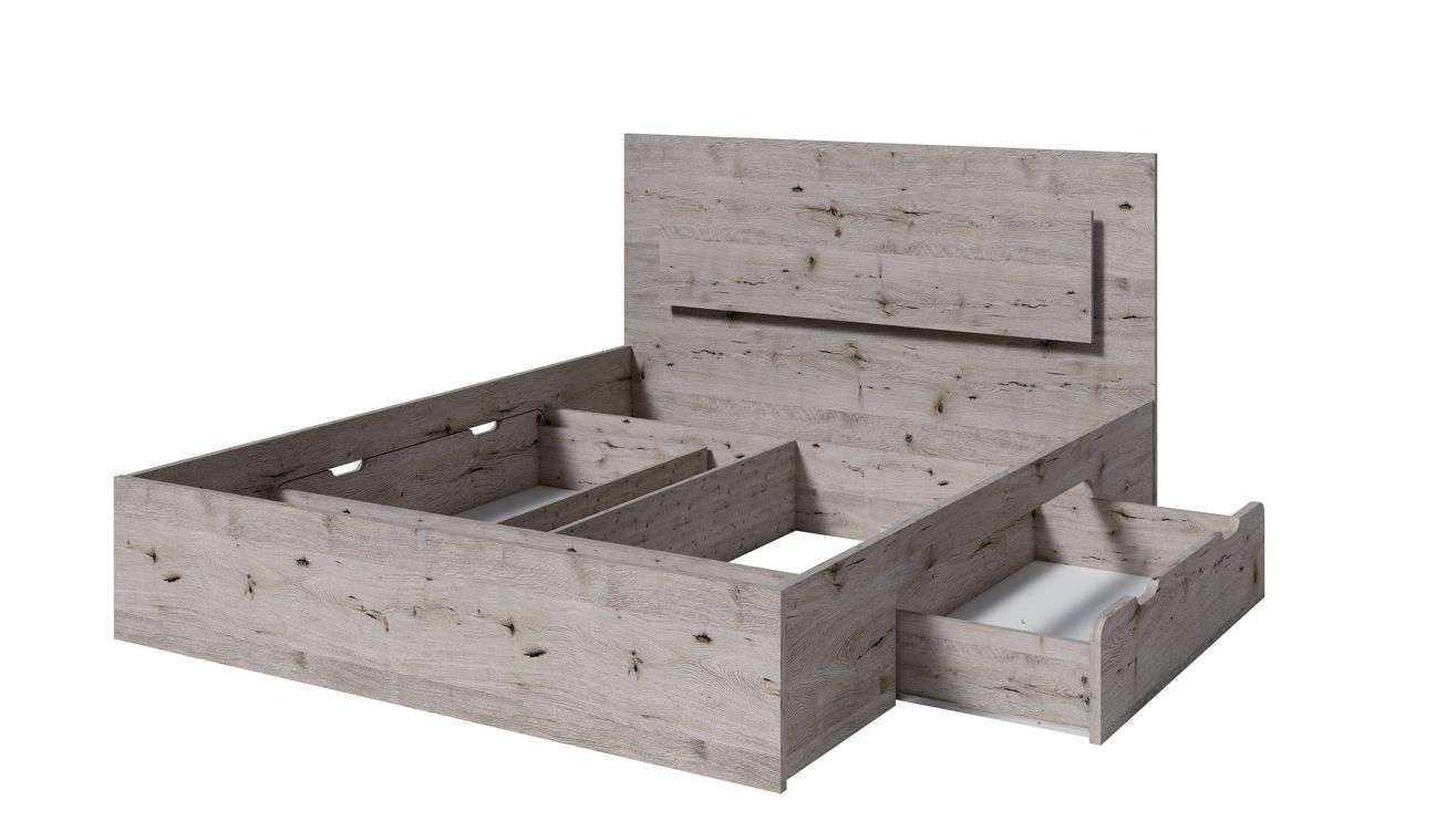 Home affaire Bett »PRESSAC mit Schubladen und Beleuchtung, in 2 Breiten - 160 und 180 cm« Bettgestell mit Schubladen, ohne Lattenrost und Matratze