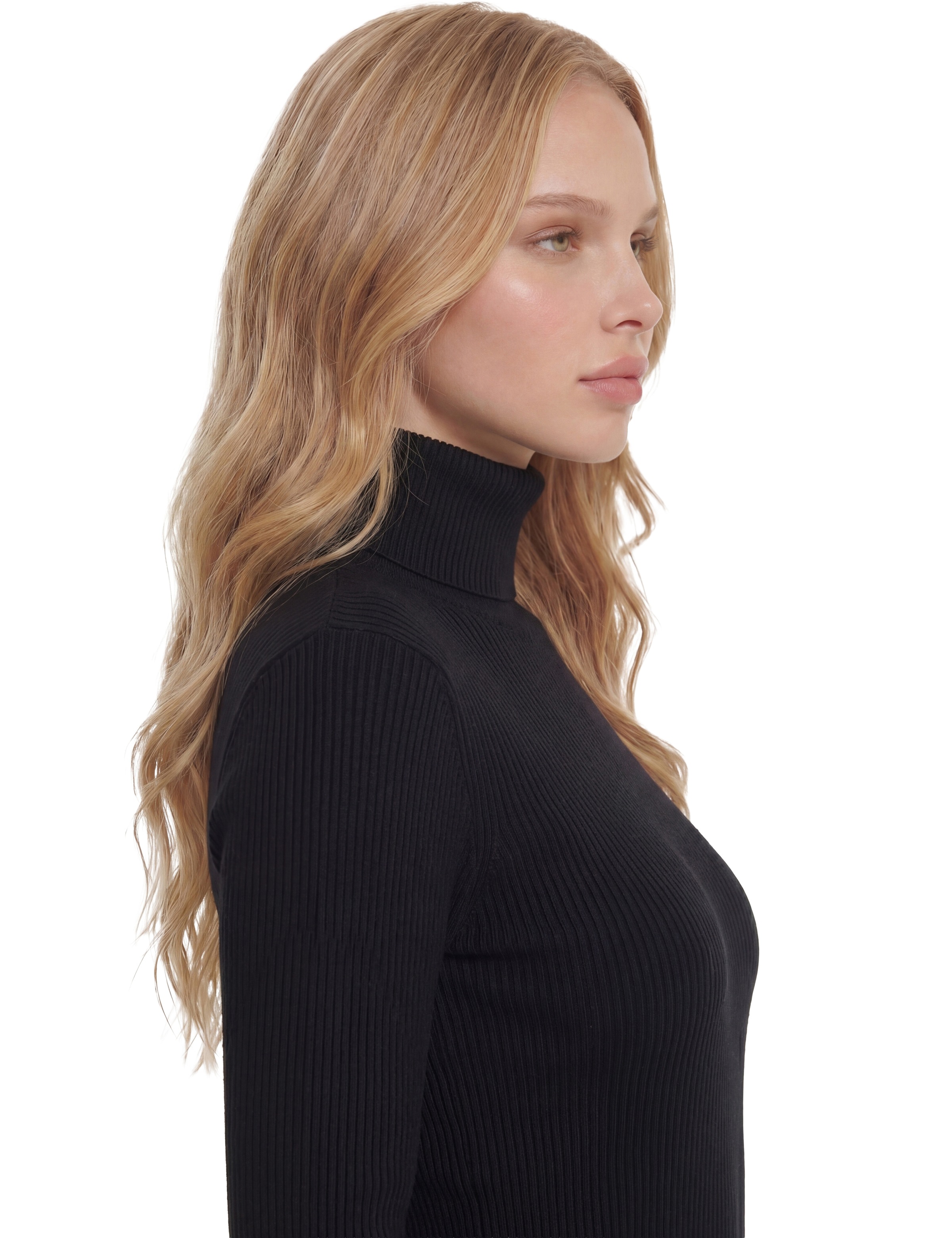 Guess Rollkragenpullover »LS TN ELLIE SWTR« in gerippter Struktur, Knopf-Details
