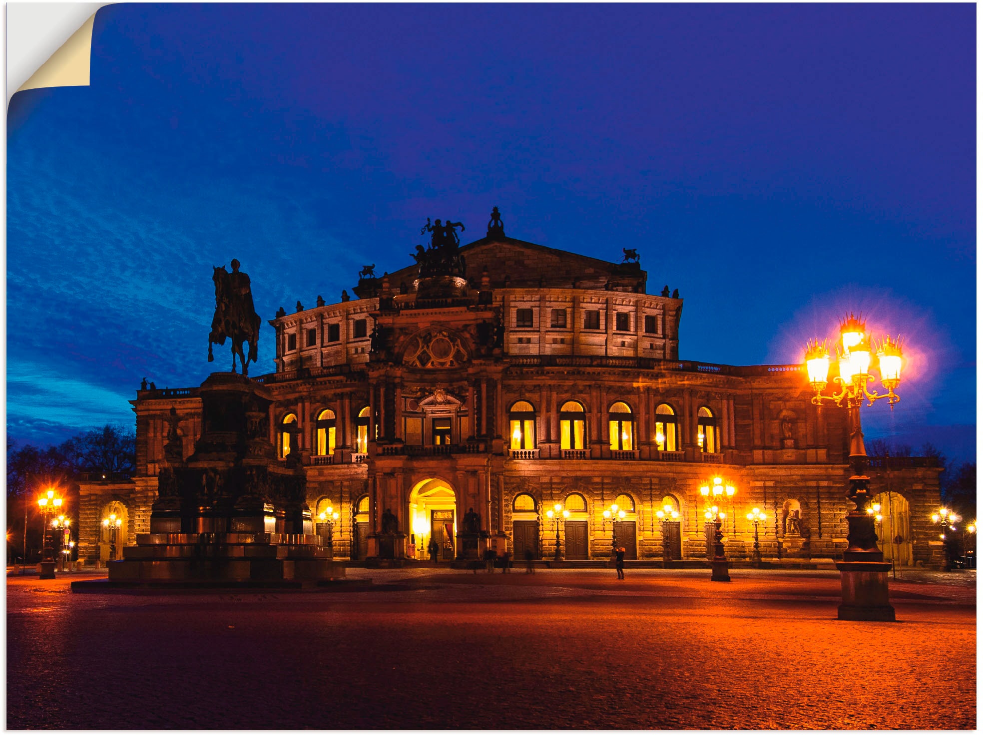 Wandfolie »Dresden Semperoper, blaue Stunde«, Gebäude, (1 St.), selbstklebend