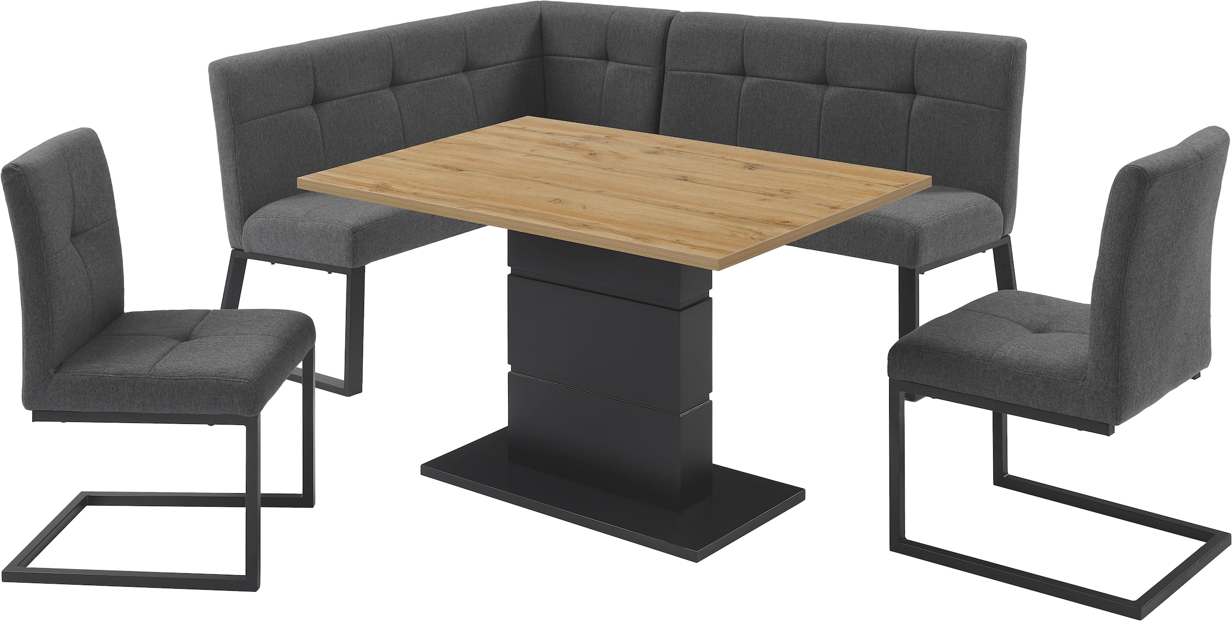 GOODproduct Eckbank »Geranie, Sitz -und Rücken gepolstert, Knopfheftung« zwei Bezugsstoffe, zwei Stofffarben, pulverbeschichtetes Metallgestell