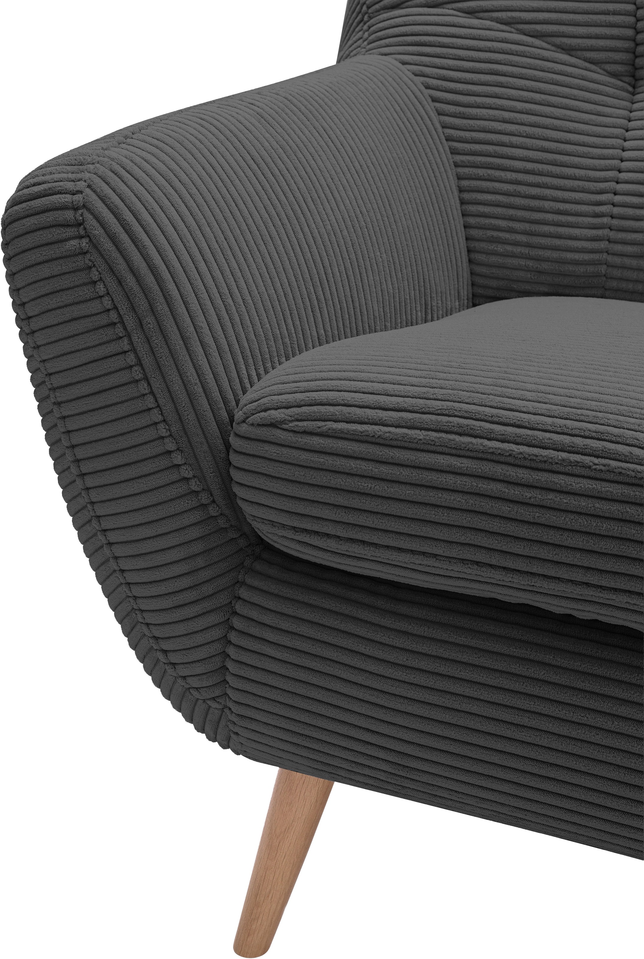 exxpo - sofa fashion 2-Sitzer »Scandi, bequem, aufwendige Rückenpolsterung für mehr Sitzkomfort«, akuelle Farben in hochwertige Bezugsqualitäten, Holzfuss