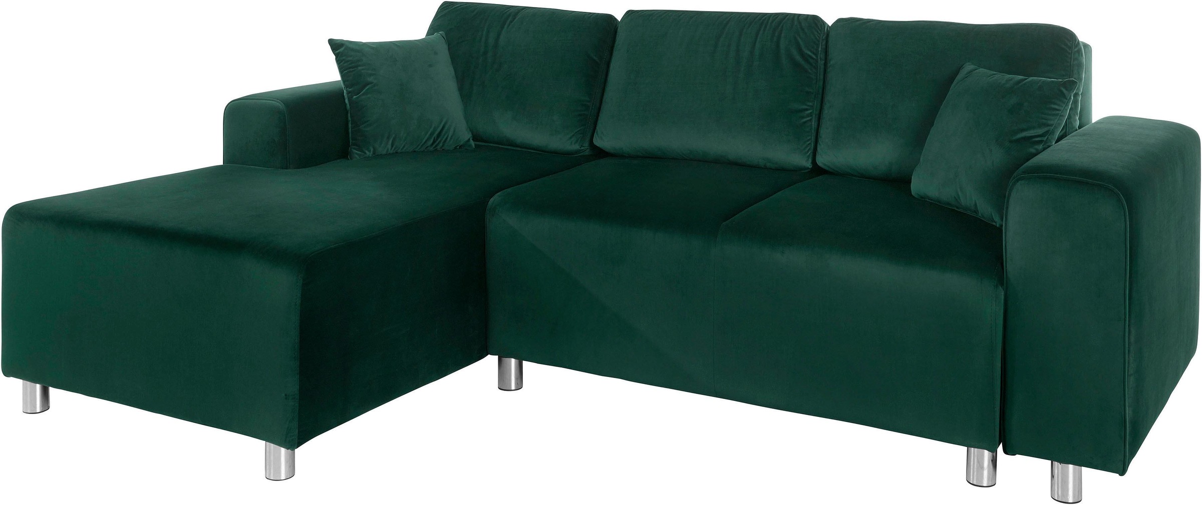 Home affaire Ecksofa »Györ«, L-Form, wahlweise mit Bettfunktion und Bettkasten incl. 2 Zierkissen