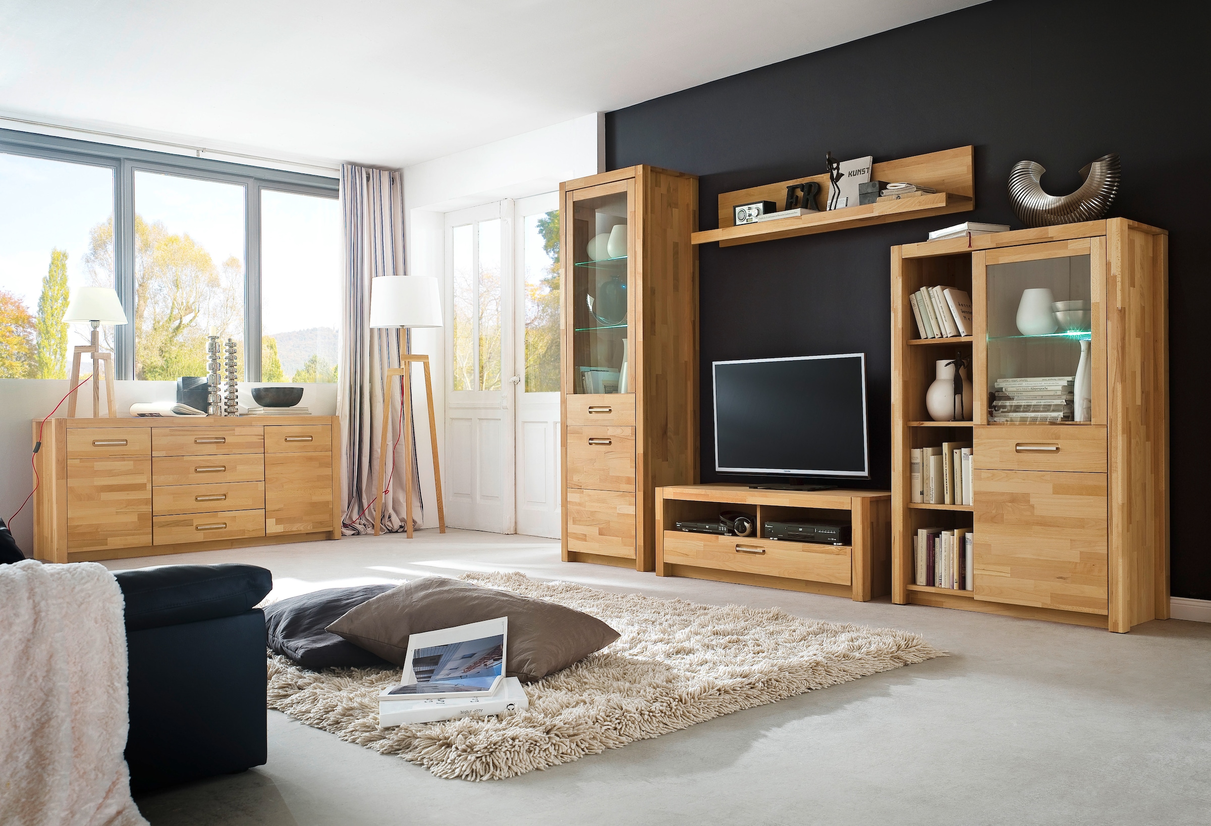 MCA living Sideboard »Fenja« 1 Stk. tlg. Massivholz, 4 Schubkästen, 2 Türen