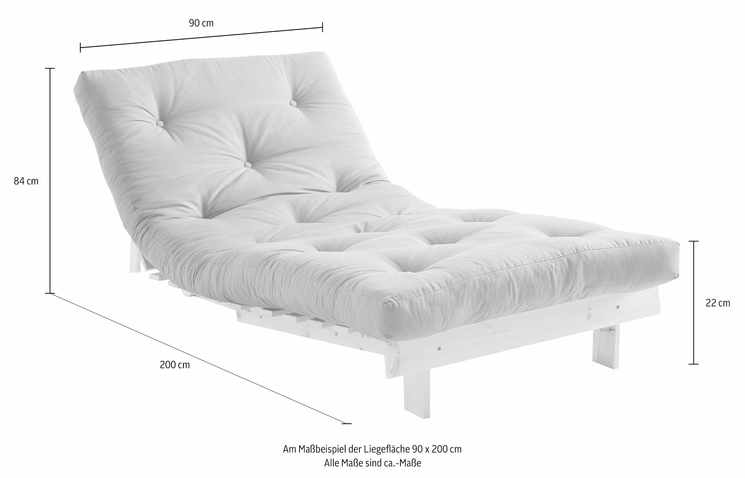 Karup Design Schlafsofa »Roots 90 Schlafsofa, Gästebett, Sofa mit Futonmatratze«, Inkl. Futonmatratze, Liegefläche 90x200 cm, FSC® zertifizierte Kiefer