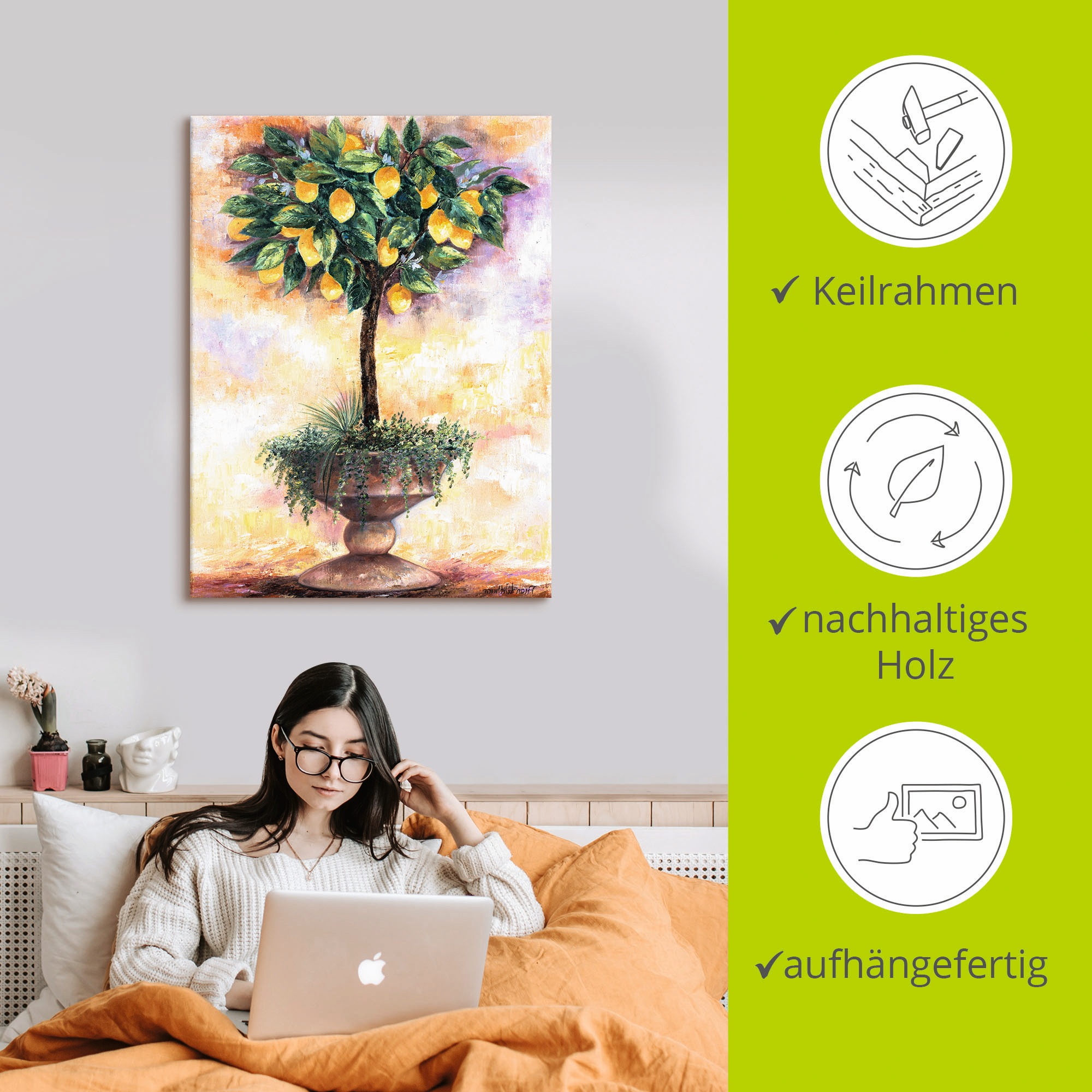Artland Wandbild »Zitronenbaum«, Bäume, (1 St.), als Leinwandbild, Poster in verschied. Grössen