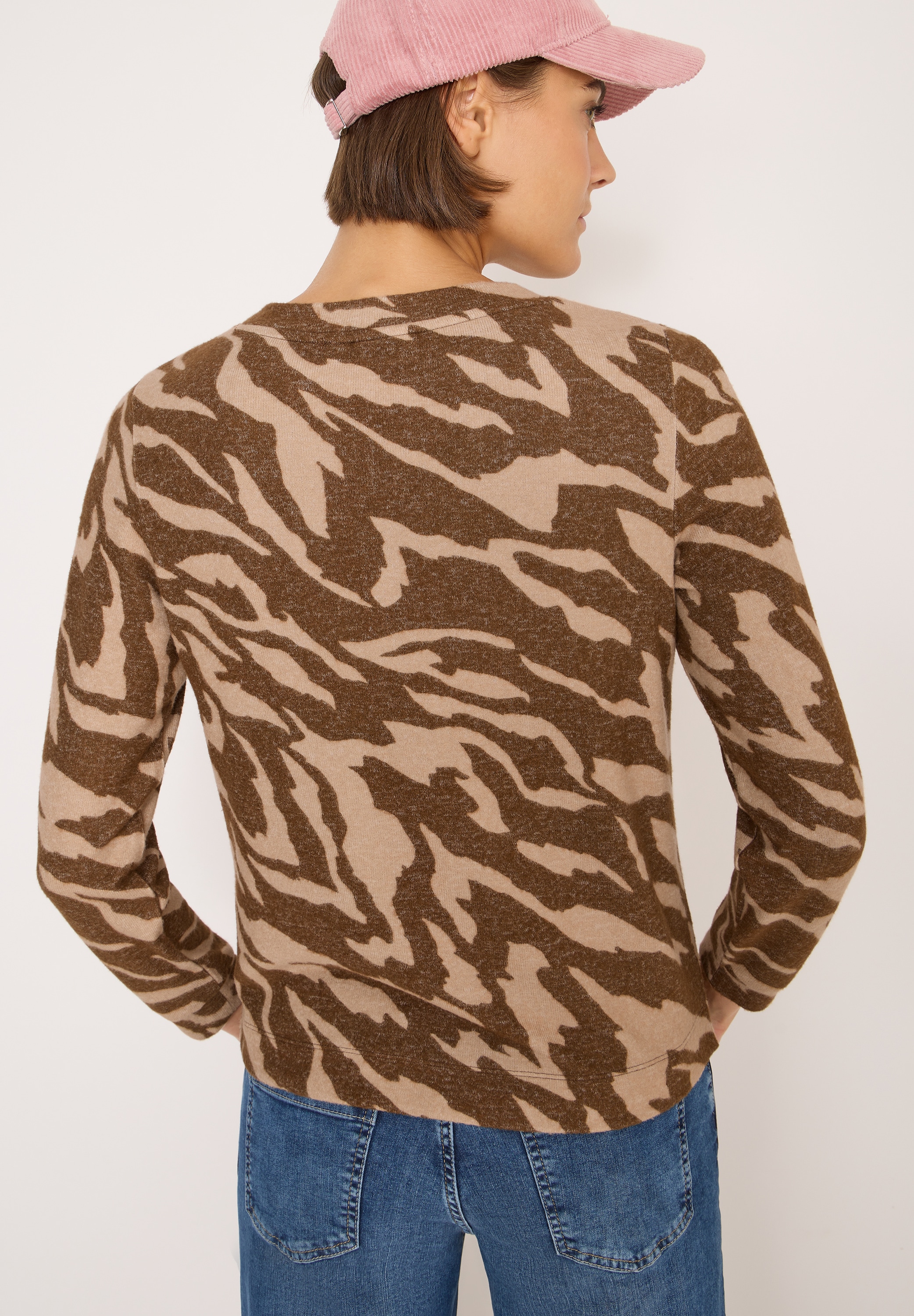 Cecil Sweater mit Animal-Print und in Melange-Optik