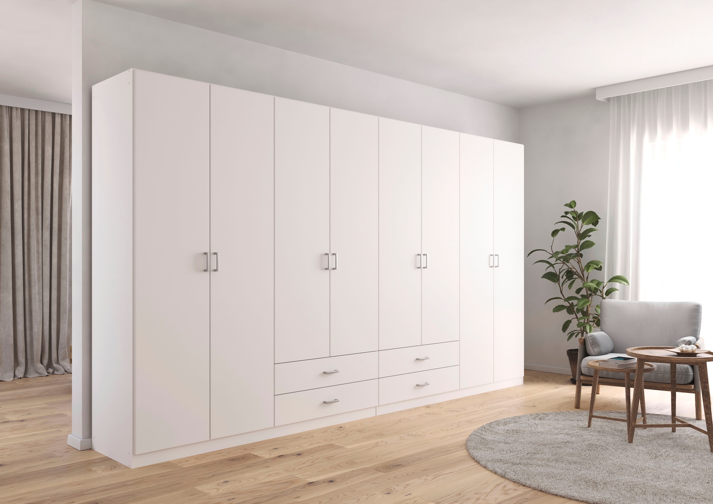rauch Drehtürenschrank »Kleiderschrank Garderobe GAMMA Breiten 360 cm« in 3 Ausstattungen BASIC/CLASSIC/PREMIUM (inkl. SOFT-CLOSE-Funktion),  mit Schubladen, verschiedene Griff-Varianten TOPSELLER MADE IN GERMANY