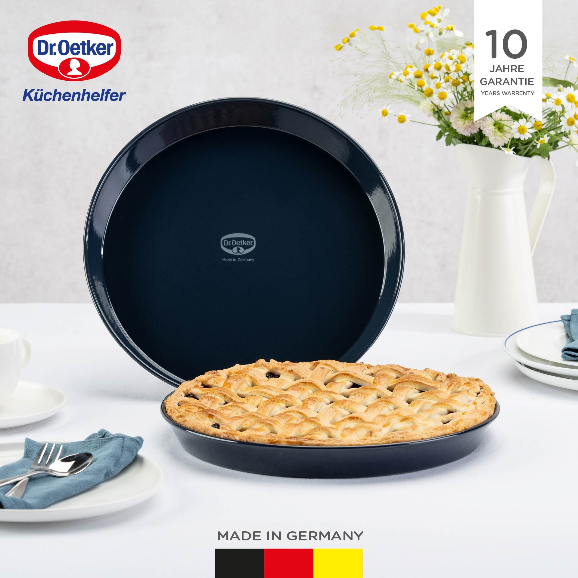 Dr. Oetker Küchenhelfer Kuchenblech »Back-Liebe Emaille, 30 cm« Emaille 1 Stk. tlg. Schnitt- & kratzfeste Backform mit Emaille & Antihaft-Beschichtung