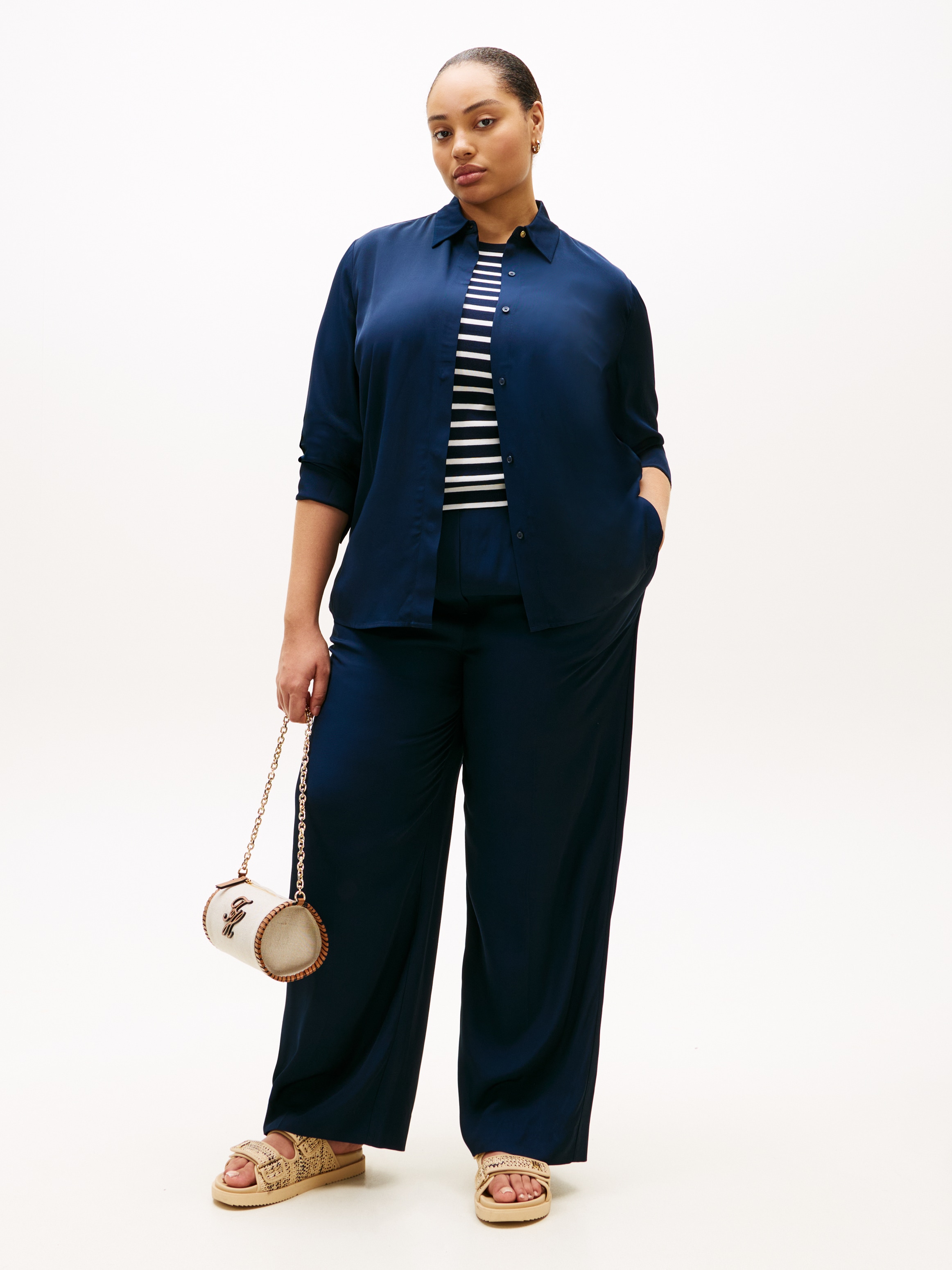 Tommy Hilfiger Curve Blouse chemise »CRV VIS TWILL BUTTON UP SHIRT« in grossen Grössen
