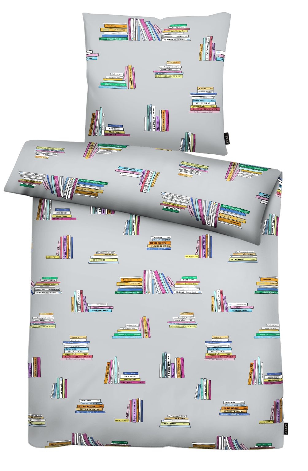 Image of APELT Bettwäsche "Books" 2 tlg. Bettwäsche-Set mit Reissverschluss, Baumwoll-Satin, Digitaldruck