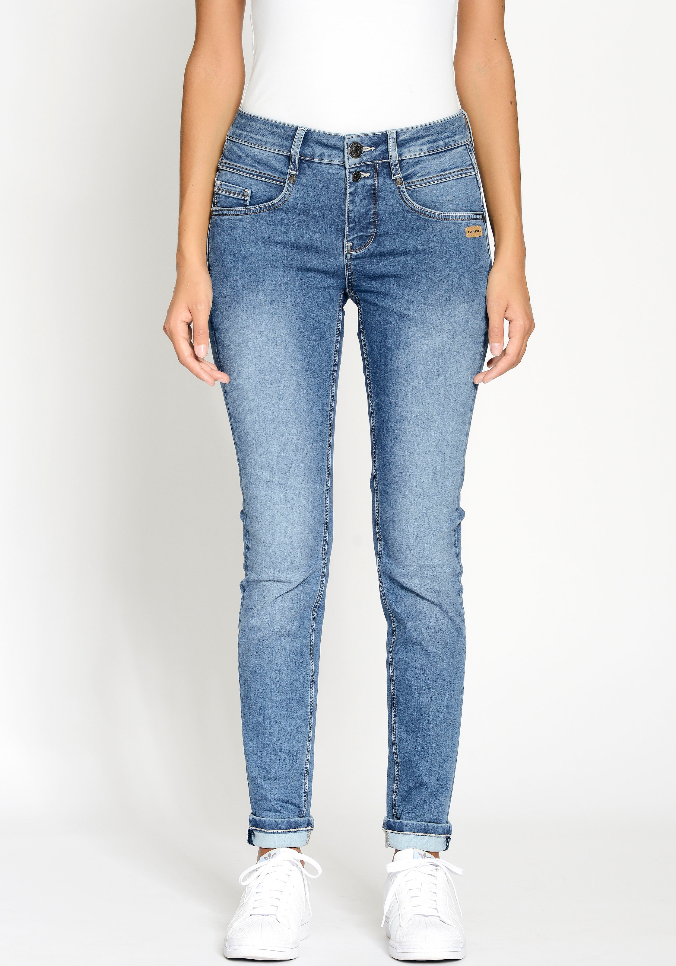 ♕ GANG Skinny-fit-Jeans »94MORA«, Passe mit und 3-Knopf-Verschluss vorne kaufen versandkostenfrei