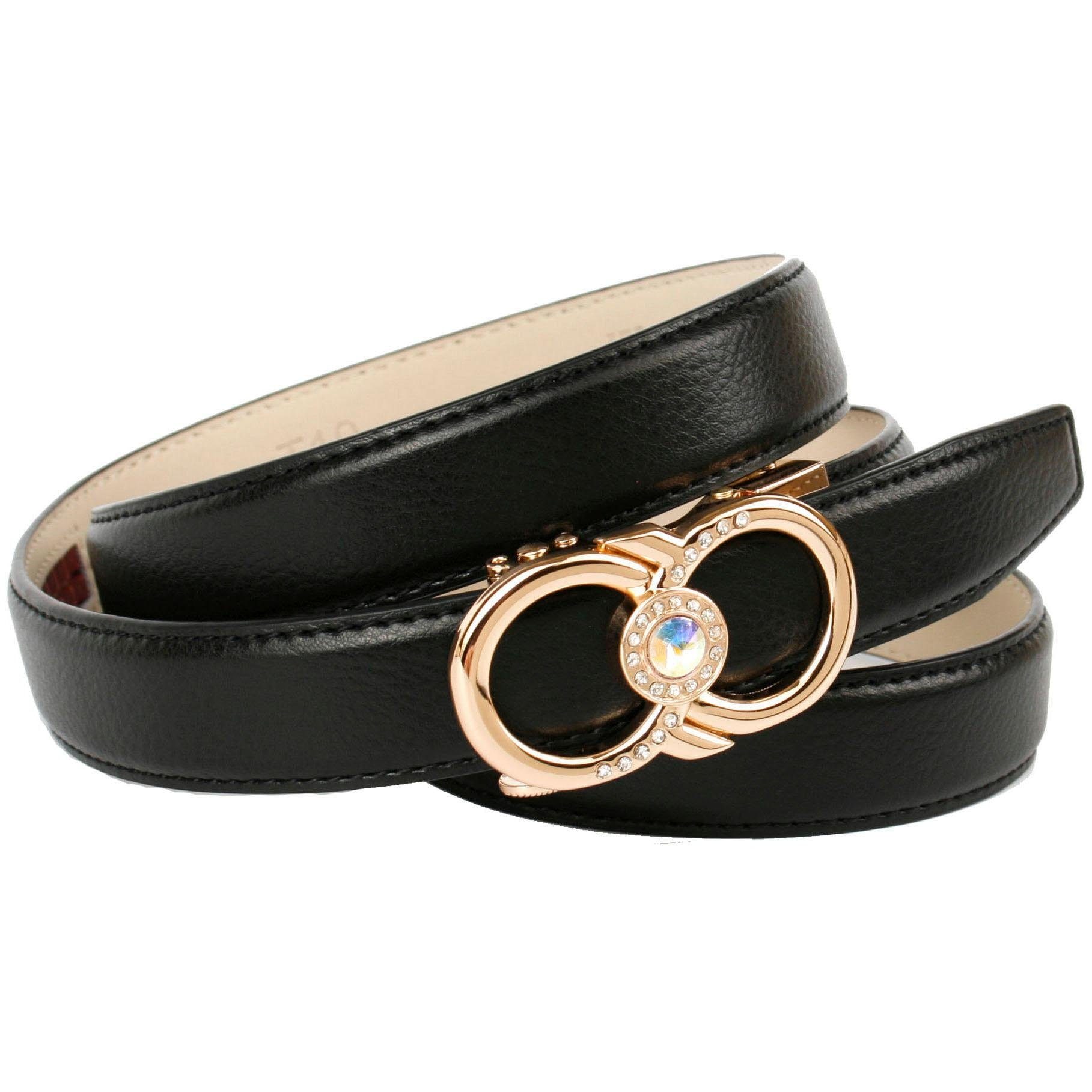 Image of Anthoni Crown Ledergürtel, Femininer Ledergürtel, Schliesse mit Glitzersteinen bei Ackermann Versand Schweiz