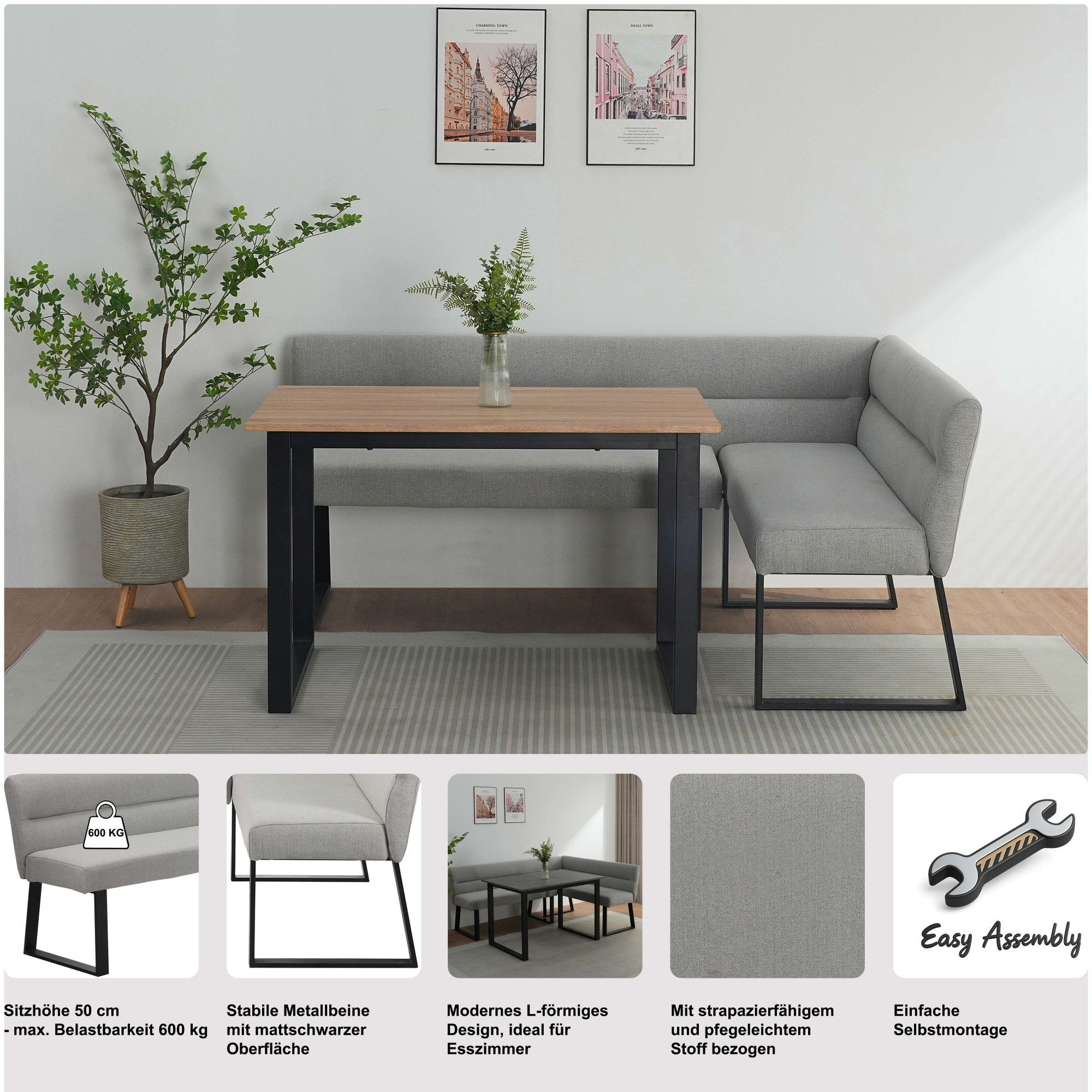 GOODproduct Banc de salle à manger »Ivanna« gepolsterte Rückenlehne und Sitzfläche
