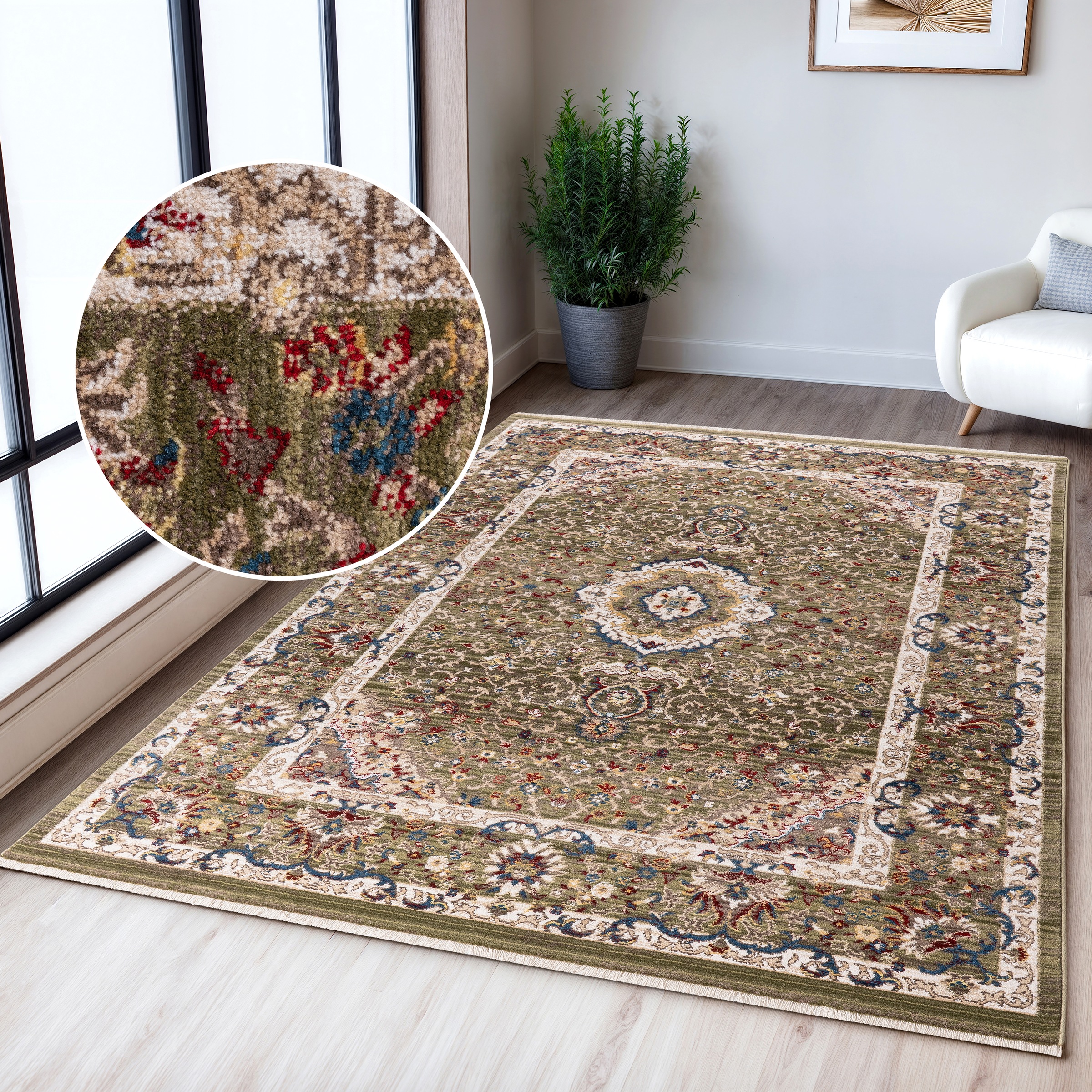 Image of GOODproduct Teppich "Molvio, mit & ohne Fransen" rechteckig 18 mm Höhe Orient-Optik, Vintage Design, weich, Wohnzimmer, Schlafzimmer