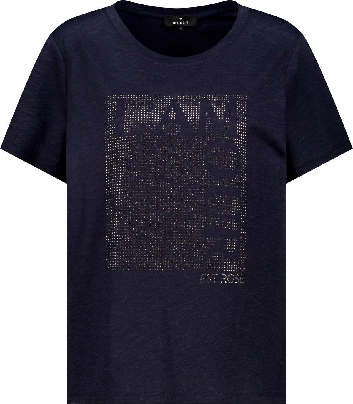 Monari T-Shirt »Shirt Basic Schmuck« Flammgarn-Struktur, Strasssteine, Regular Fit