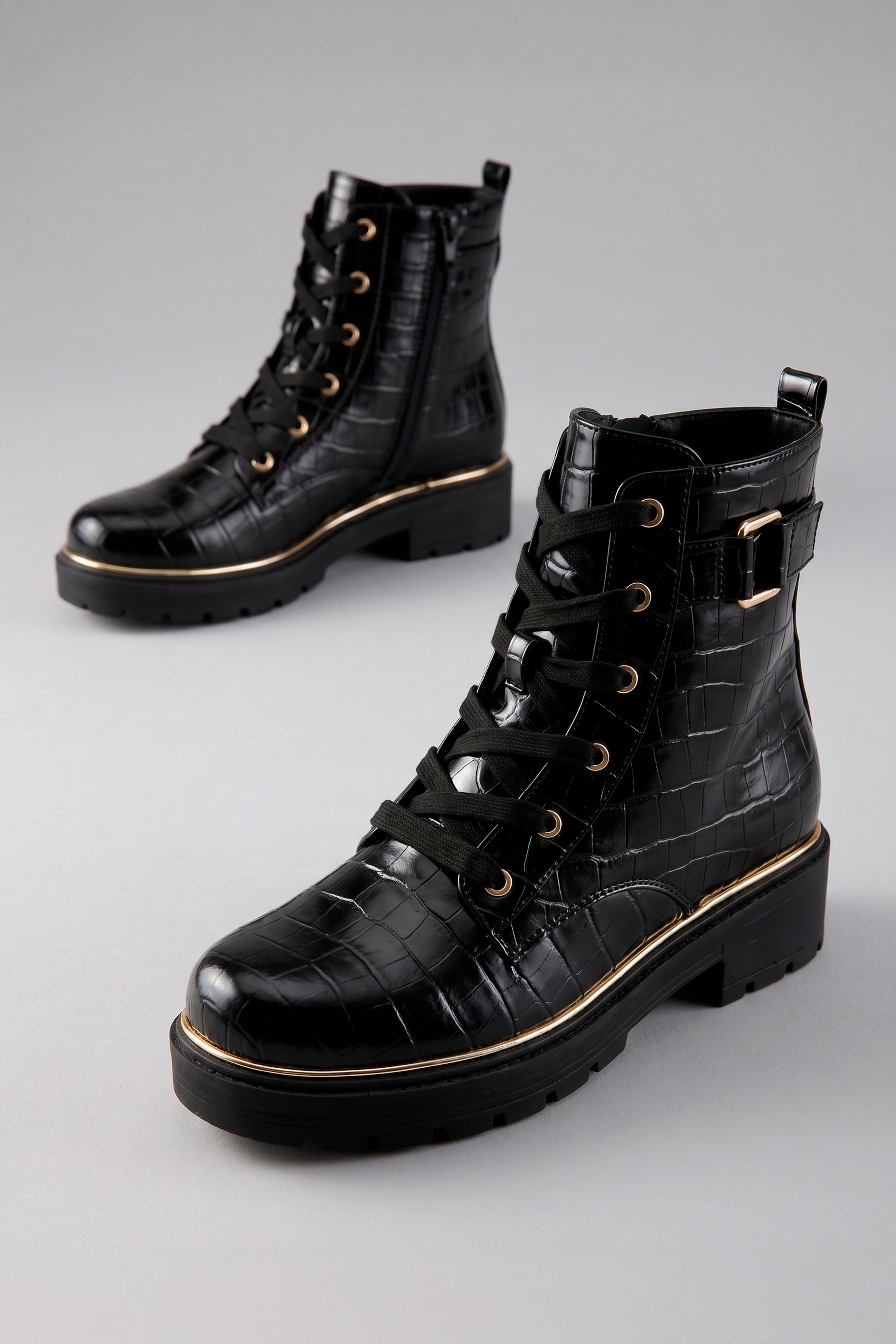 Image of Aniston SHOES Schnürboots Schnürstiefelette, Ankle Boots im Croco-Look - NEUE KOLLEKTION