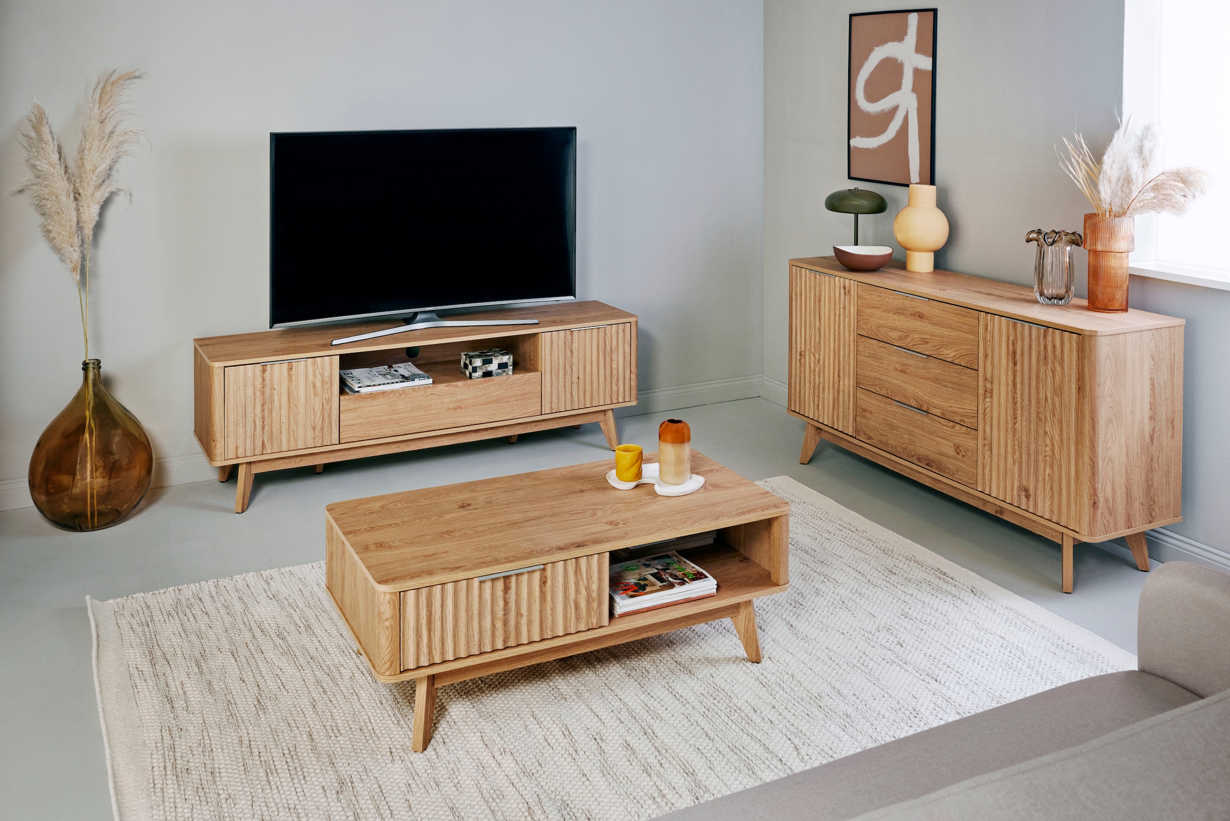 Jahnke Sideboard »WAVE SB 150« 1 Stk. tlg. Sideboard, Retro-Stil, Front in Wellendesign, Breite ca. 150 cm