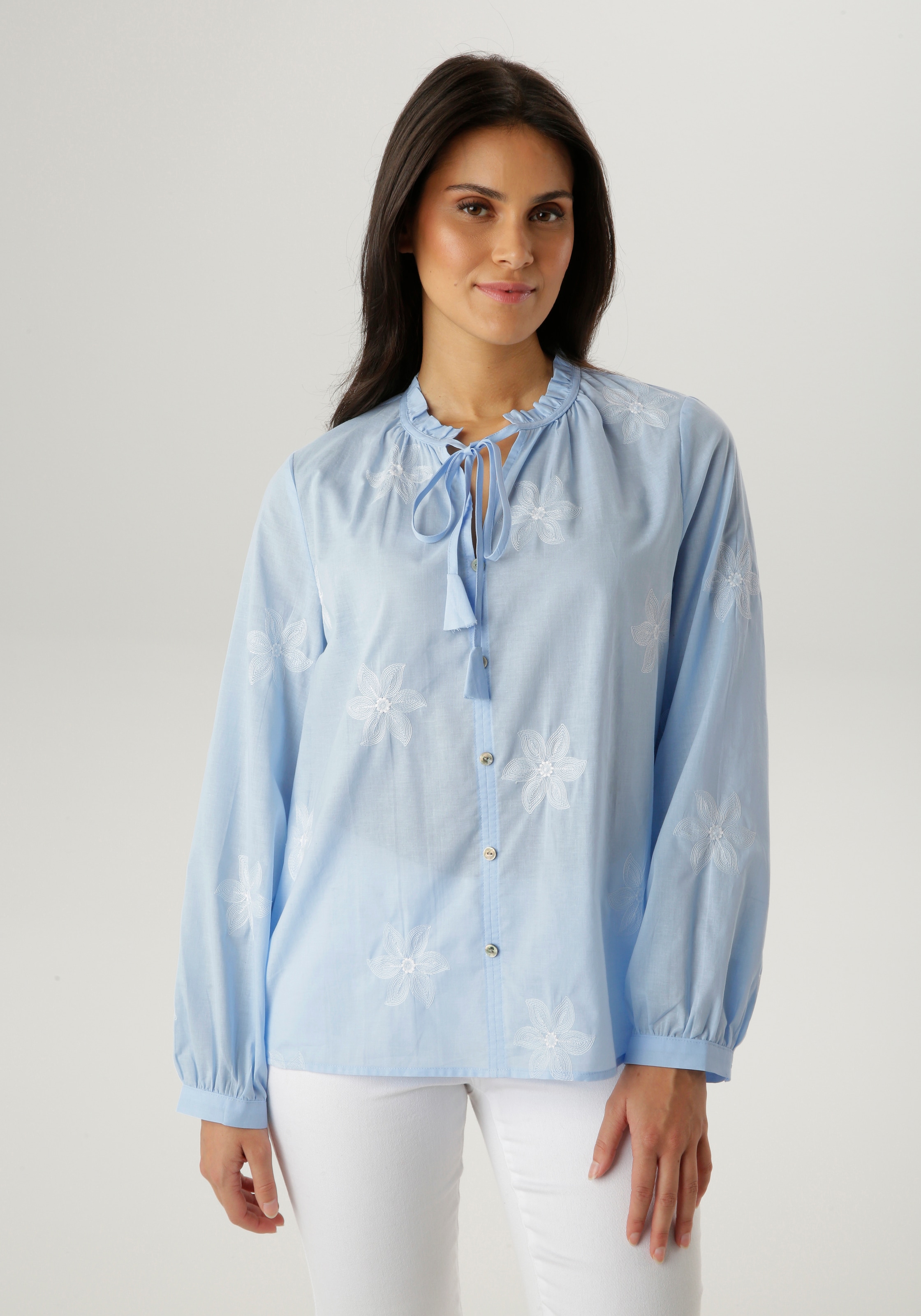 Image of Aniston SELECTED Schlupfbluse mit aufwendiger Allover-Stickerei und Rüschen - NEUE KOLLEKTION