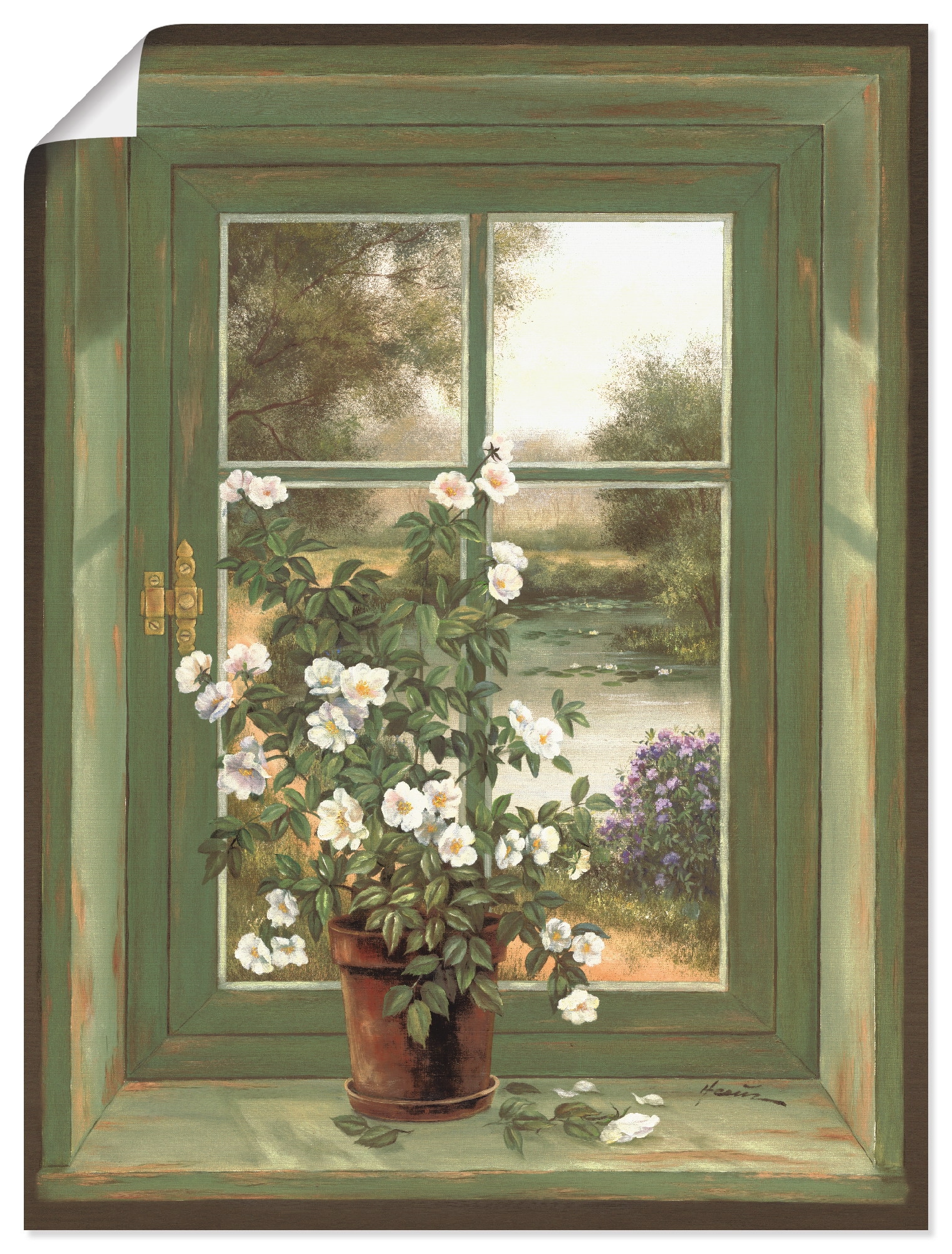 Artland Wandbild »Wildrosen am Fenster«, Arrangements, (1 St.), als Alubild,  Leinwandbild, Wandaufkleber oder Poster in versch. Grössen günstig kaufen