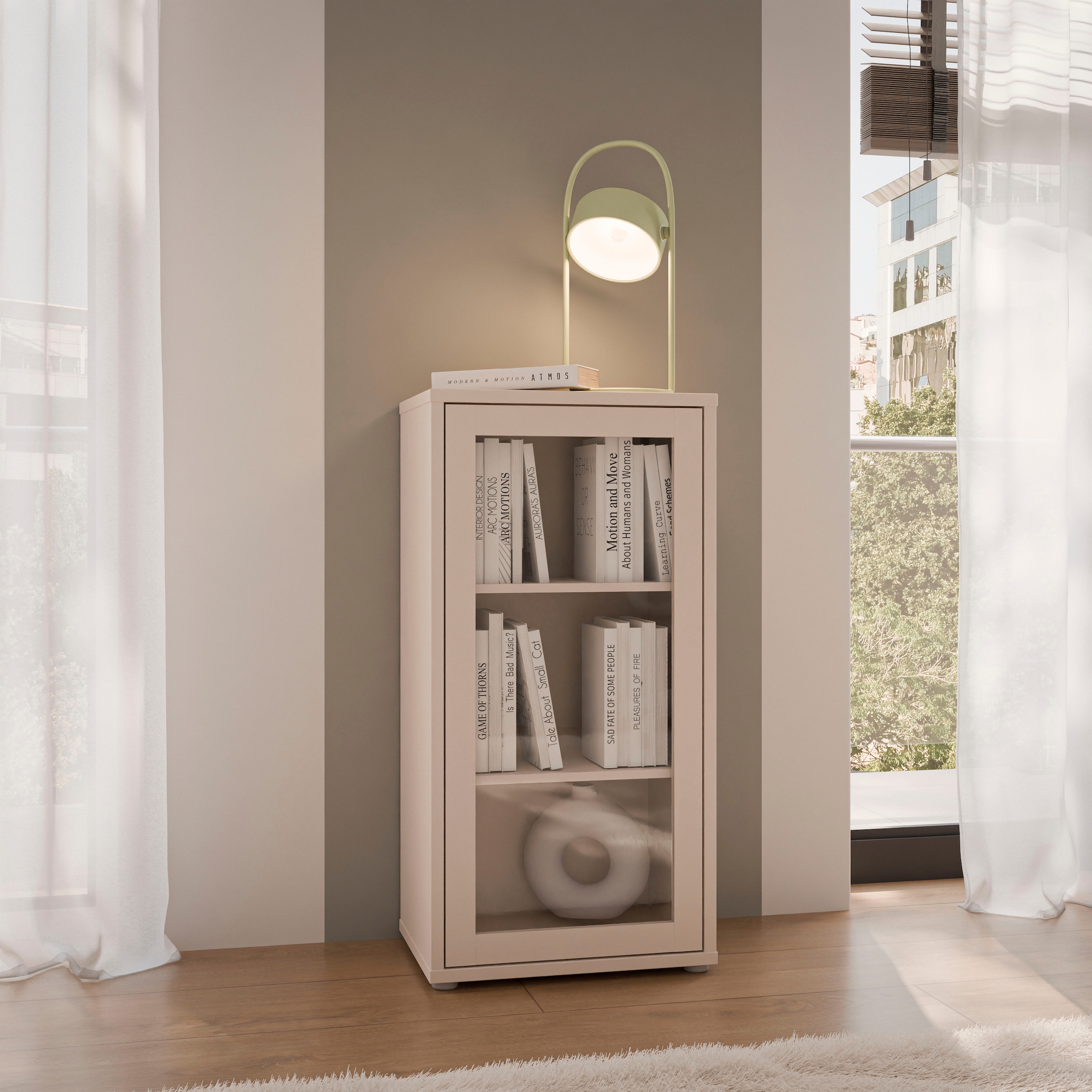 FORTE Commode »Alice Springs Vitrine, erhältlich in 2 Grössen Push to Open« glacis, sans poignée, 2 versions