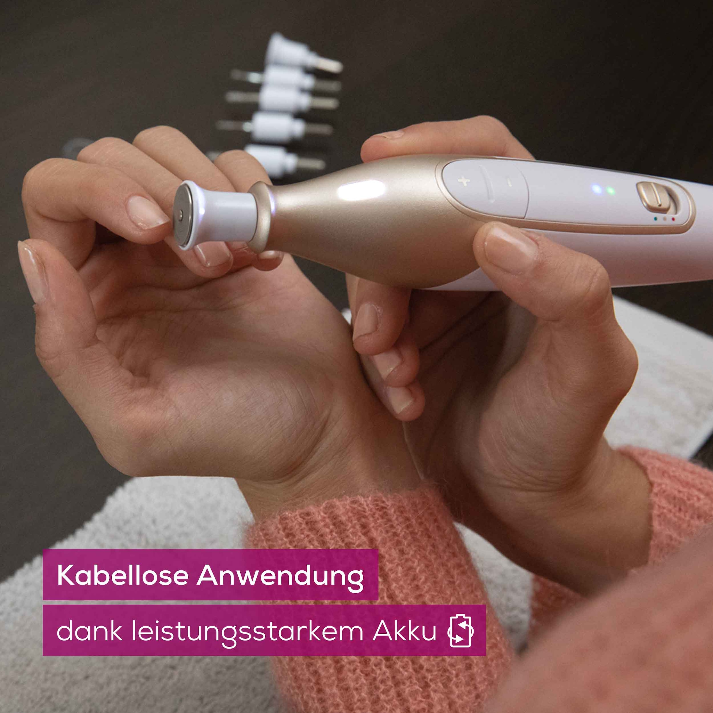 BEURER Kit manucure-pédicure »MP 64 elektrische Nagelfeile mit Akku für kabellose  Maniküre« Mit 10 Aufsätzen für professionelle Maniküre und Pediküre zuhause