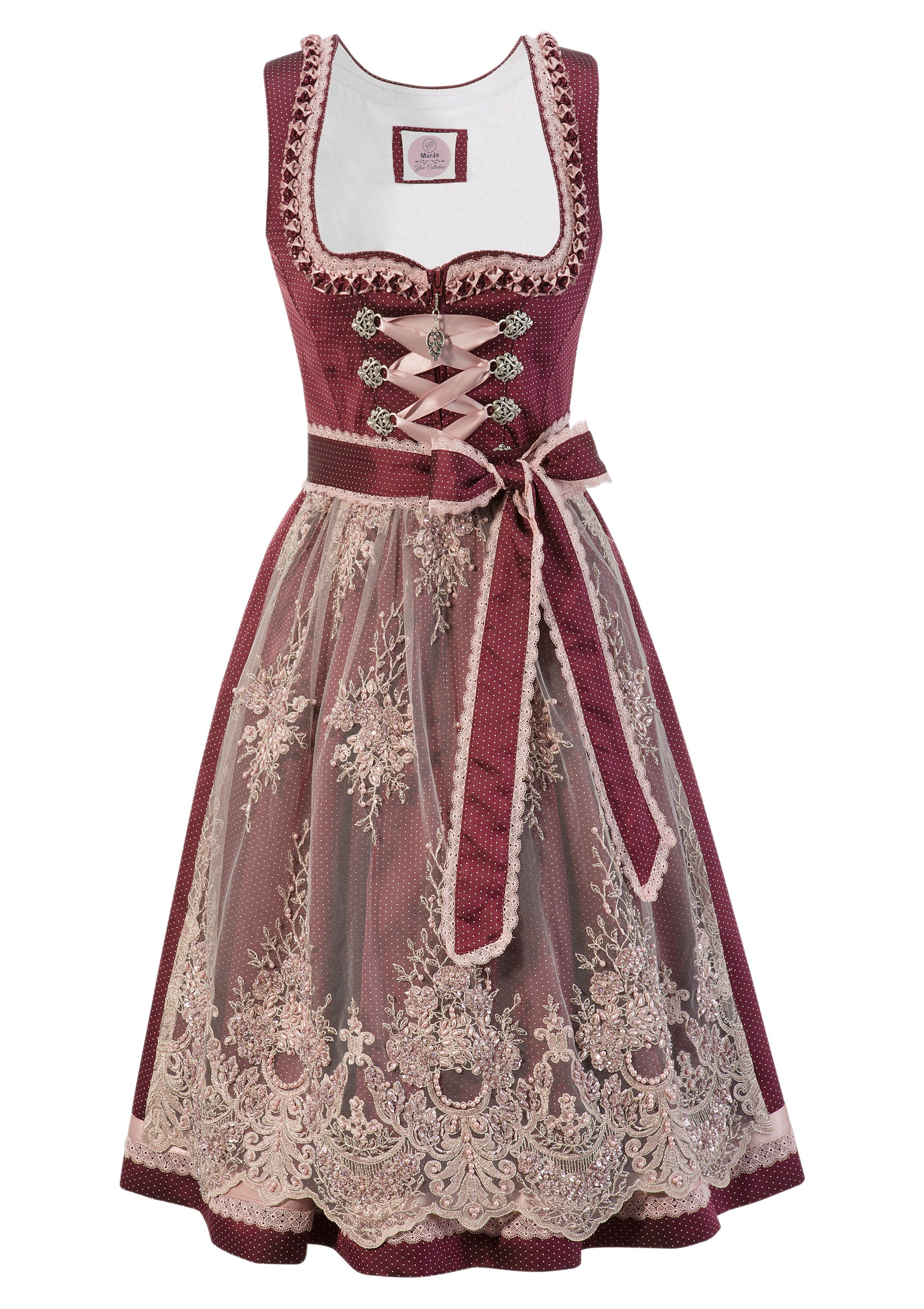 Dirndl kurz mit Perlen und Pailletten bestickte Schürze