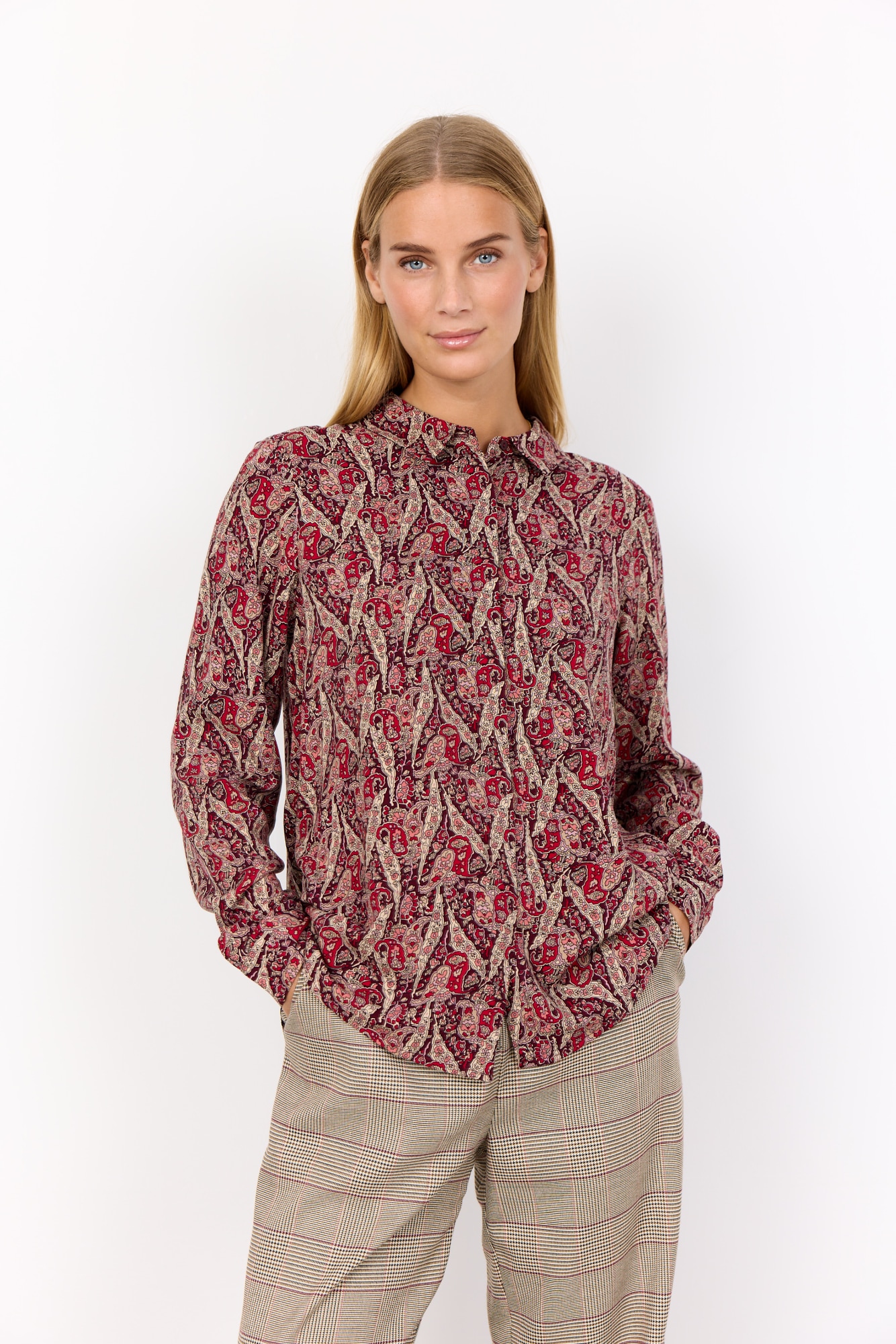 Image of soyaconcept Hemdbluse "SC-ILYA 2" aus Viskose, normale Passform, hinten länger geschnittener Saum