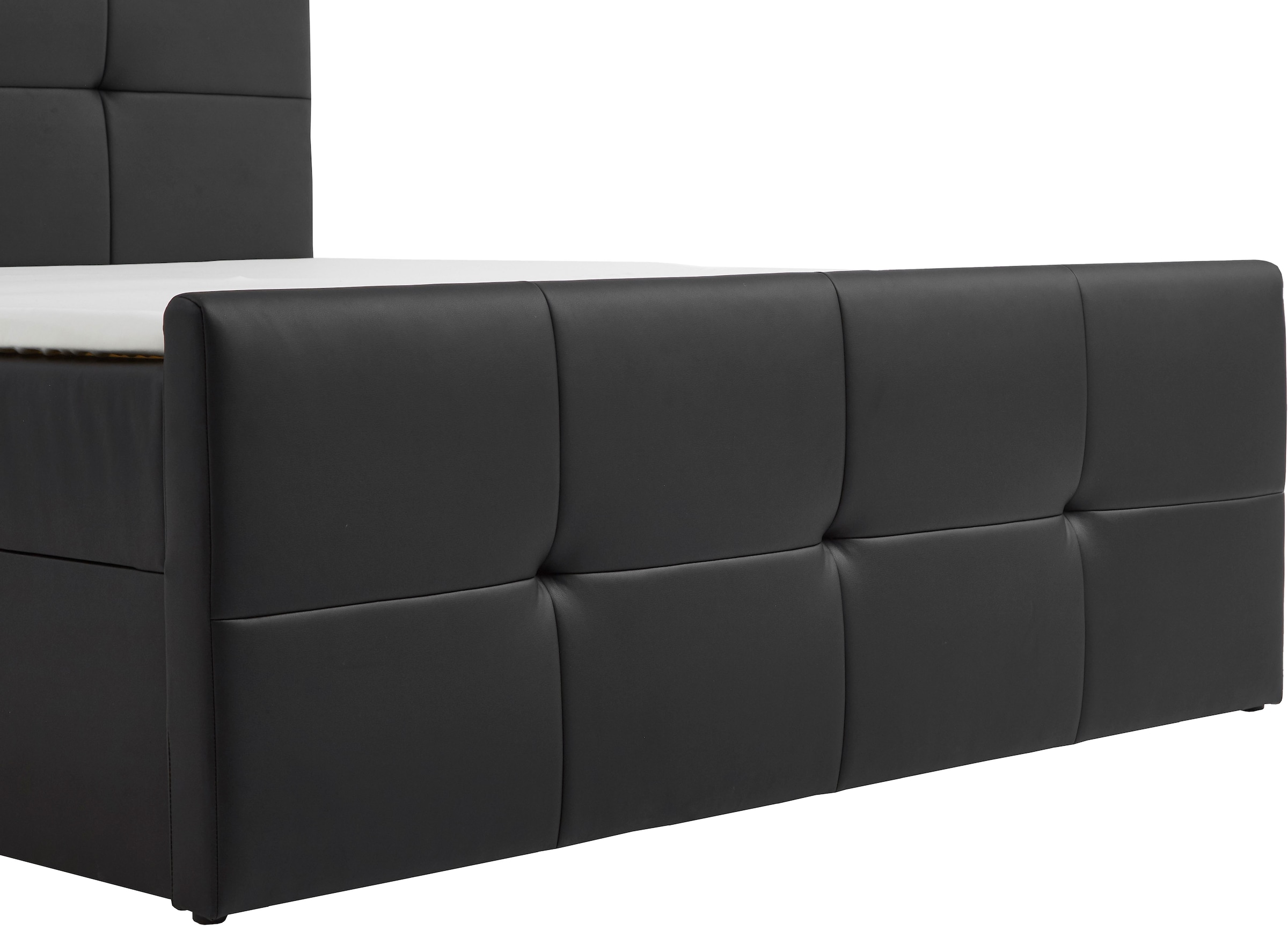 PLACES OF STYLE Lit de boxe »Mizzana inkl. Bettkasten, erhältlich in der Grösse 180x200cm, H3« Bezug aus Kunstleder, inkl. PU-Schaumtopper