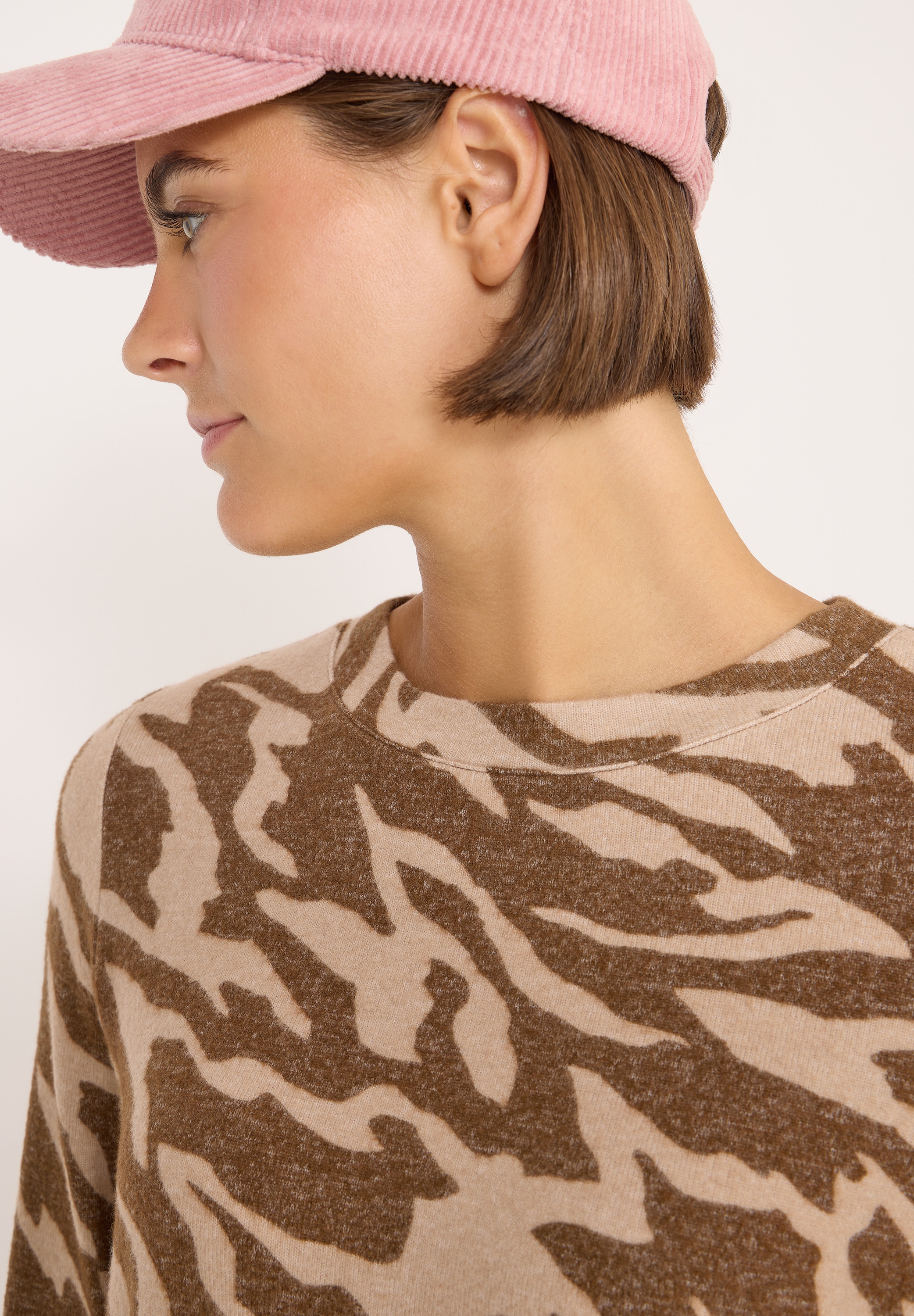 Cecil Sweater mit Animal-Print und in Melange-Optik