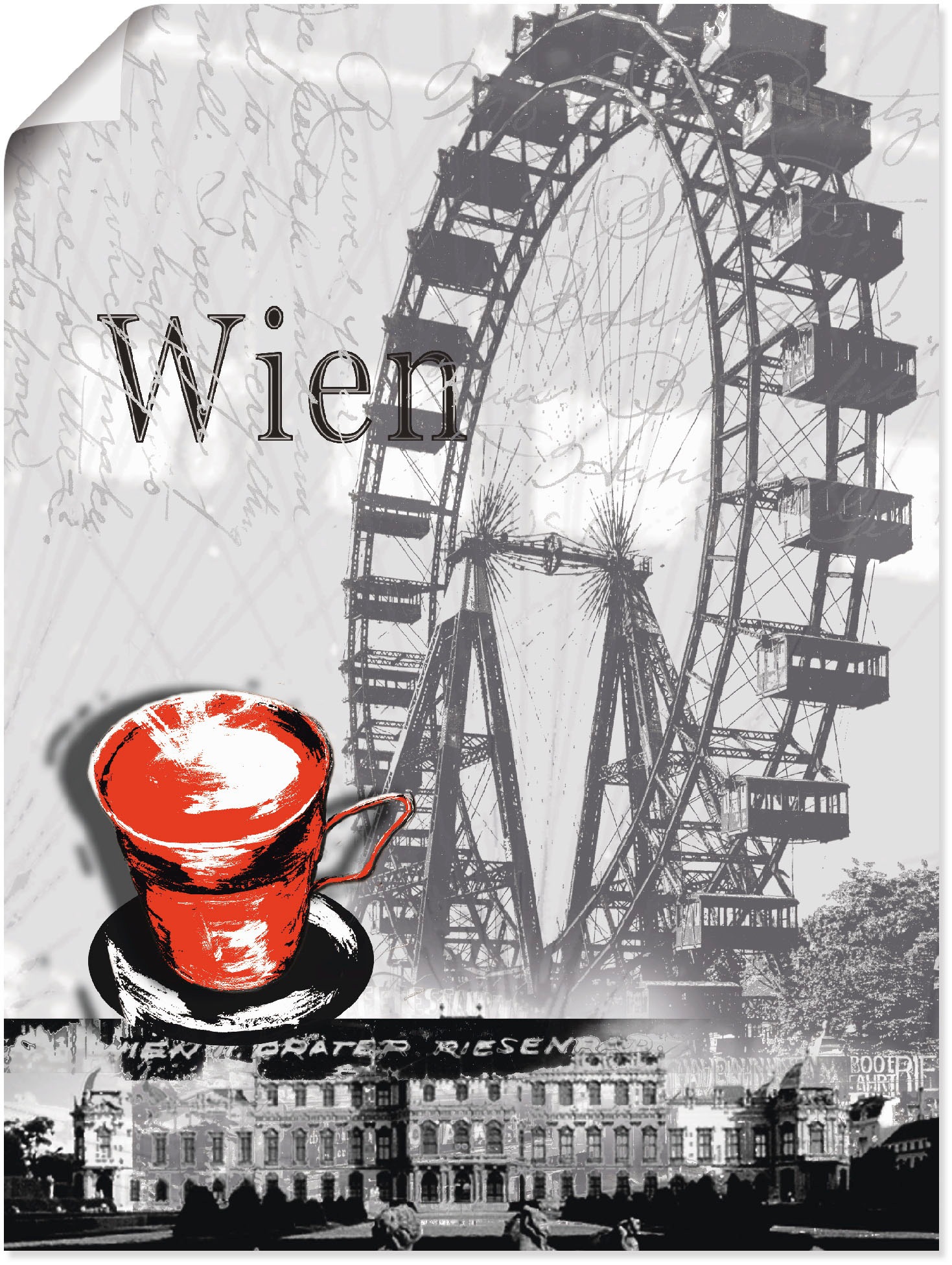 Image of Artland Wandbild »Wien - Melange - Kaffee«, Gebäude, (1 St.), in vielen Grössen & Produktarten - Alubild / Outdoorbild für den Aussenbereich, Leinwandbild, Poster, Wandaufkleber / Wandtattoo auch für Badezimmer geeignet bei Ackermann Versand Schweiz