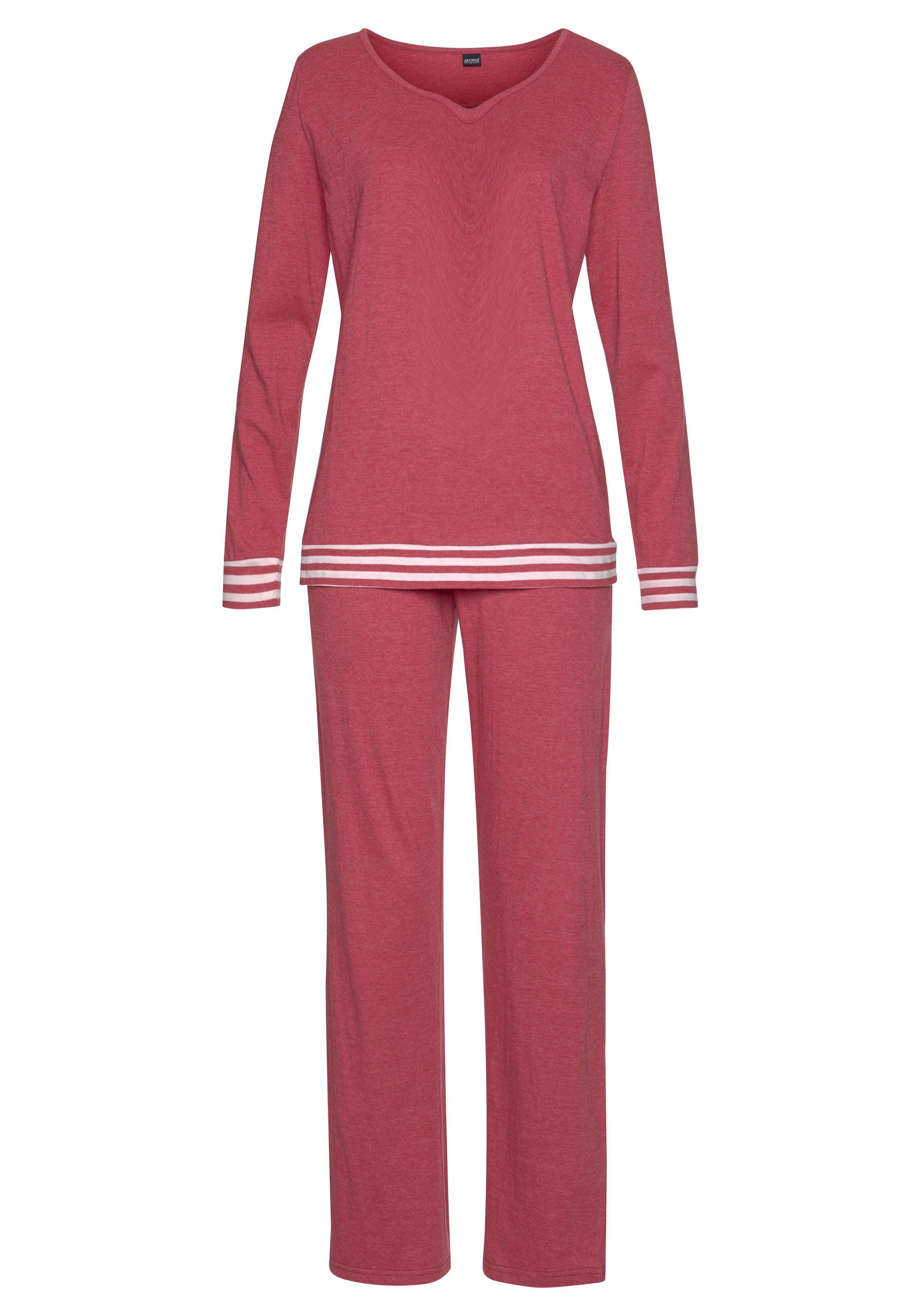 Arizona Pyjama Set, 2 tlg. mit gestreiften Bündchen