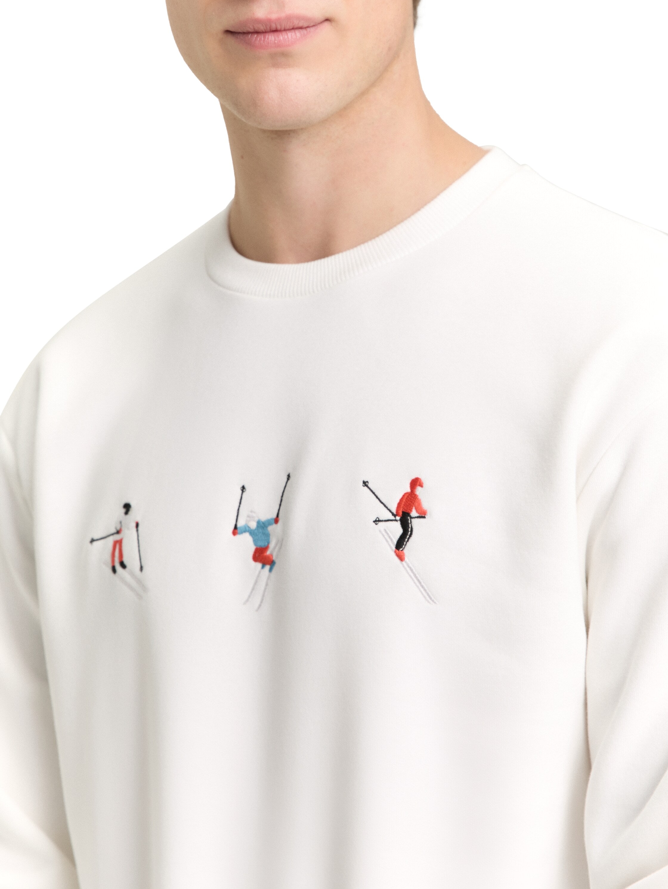 TOM TAILOR Denim Pull , mit Ski-Motiven bestickt
