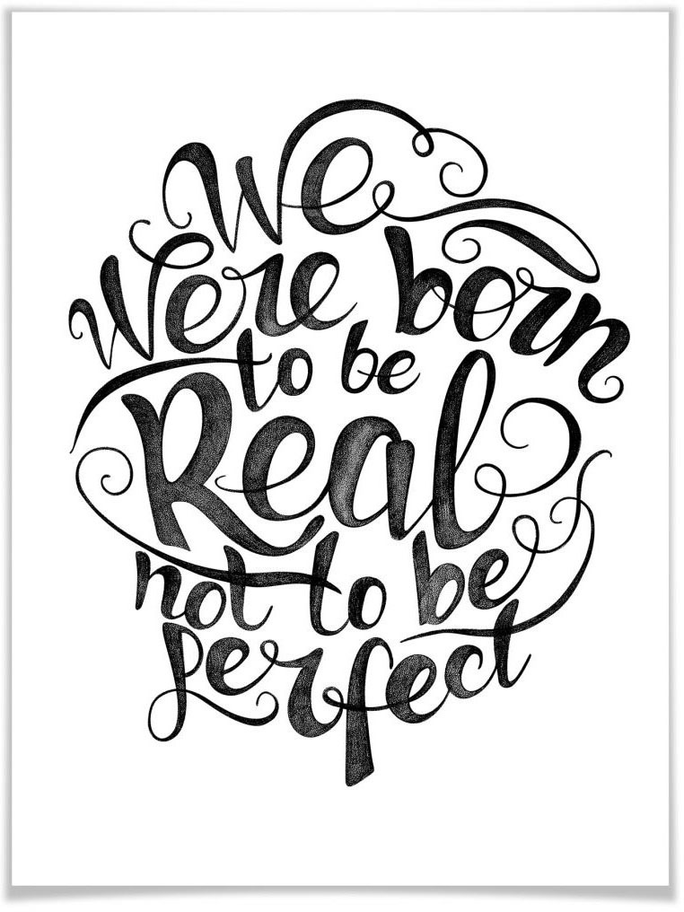 Image of Wall-Art Poster »Kvilis Schriftzug Born to be real«, Schriftzug, (1 St.), Poster, Wandbild, Bild, Wandposter bei Ackermann Versand Schweiz
