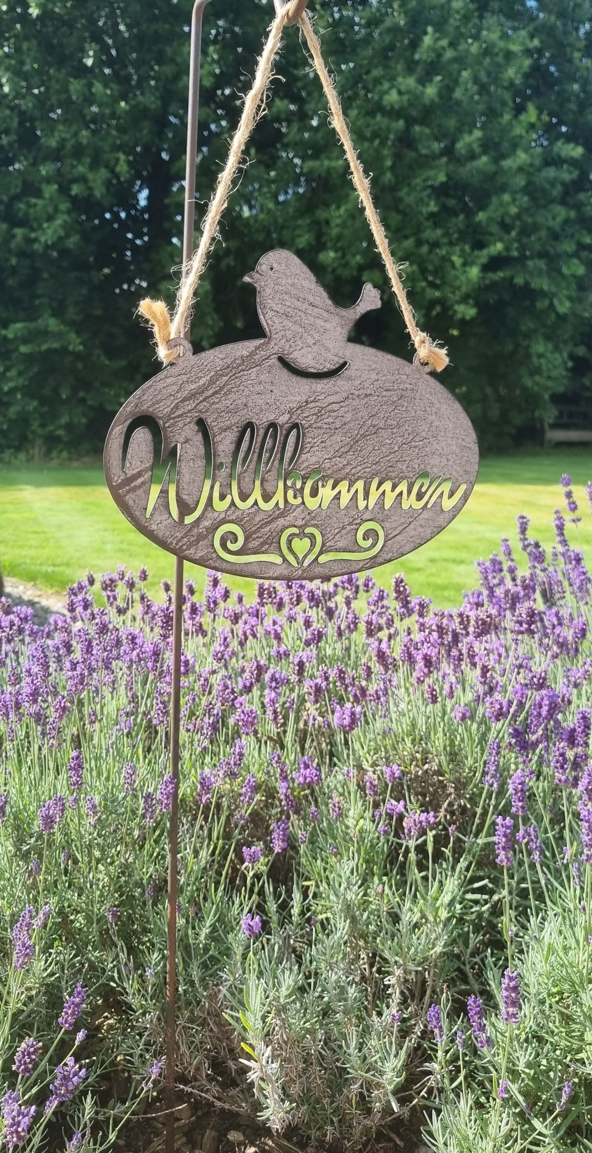 Ambiente Haus Gartenstecker »Willkommen Schild mit Vogel (B) 20cm«