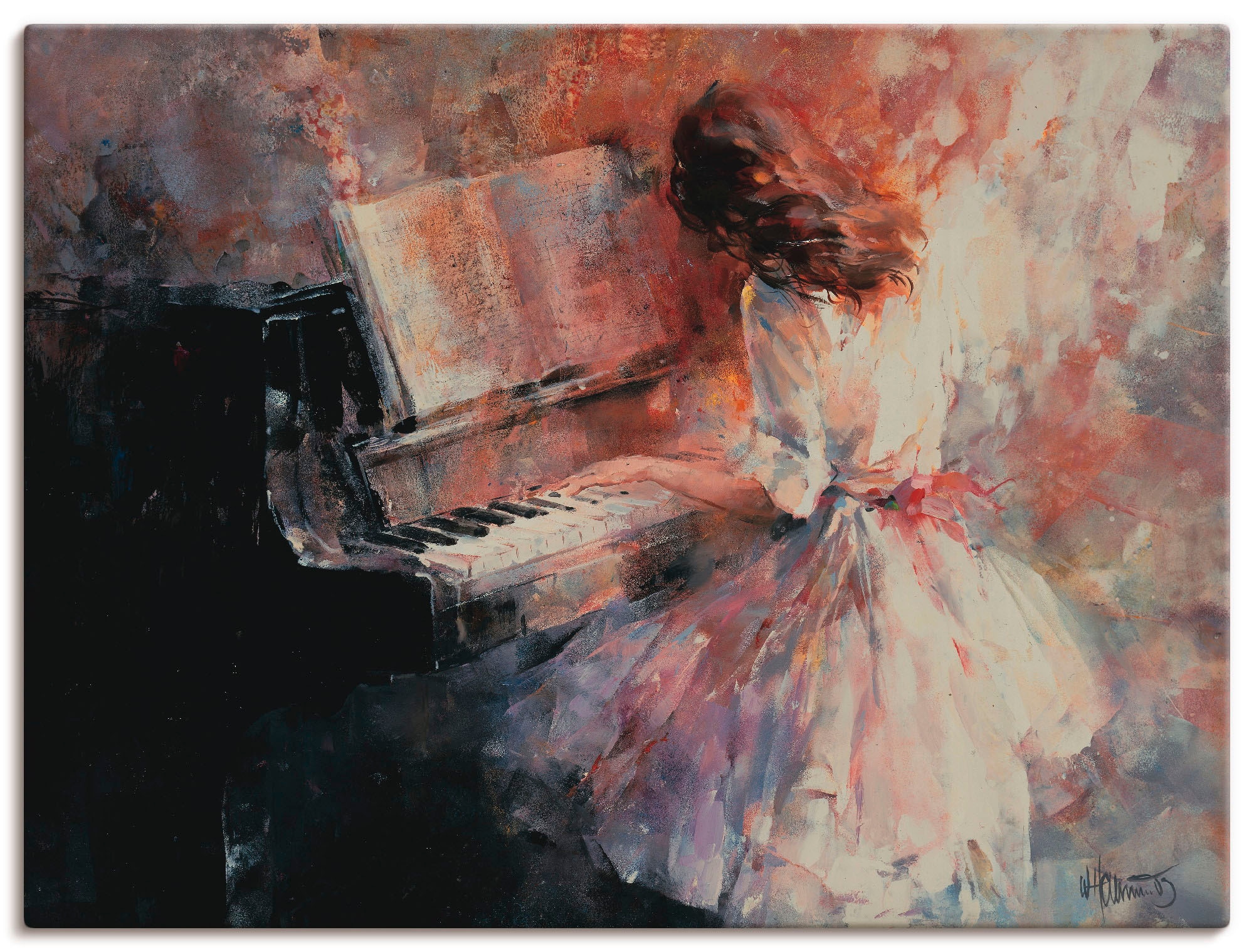 Image of Artland Leinwandbild "Romantischer Rhythmus" Musiker 1 Stk. tlg. auf Holzrahmen gespannt