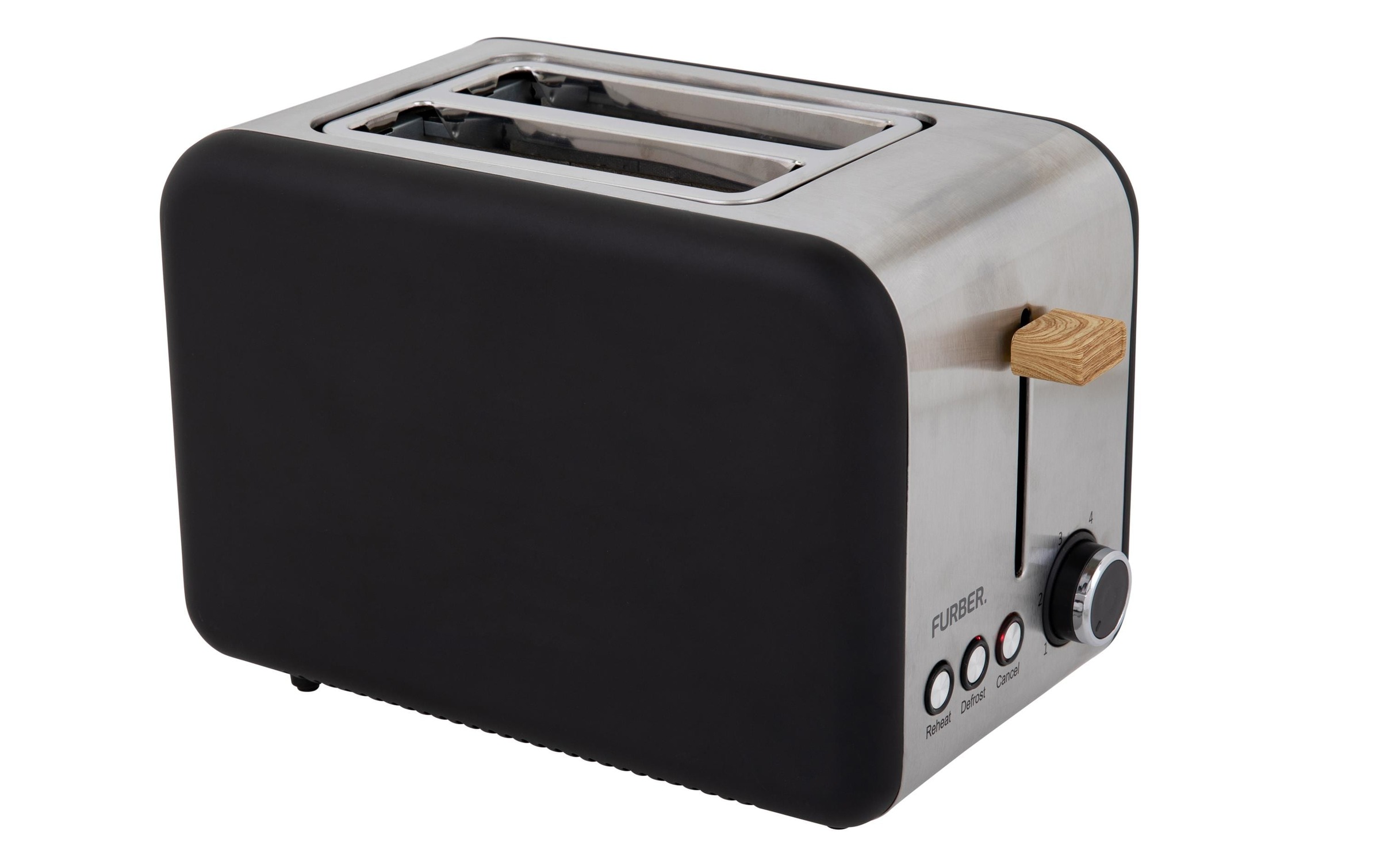 FURBER Toaster »Toaster Schwarz/Holz«, für 2 Scheiben, 850 W