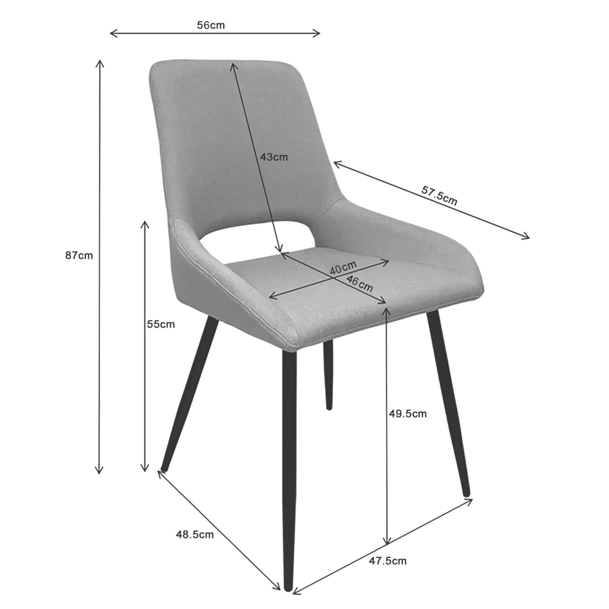 GOODproduct Chaise de salle à manger »Derrek« (Ensemble) lot de 2 avec dossier rembourré
