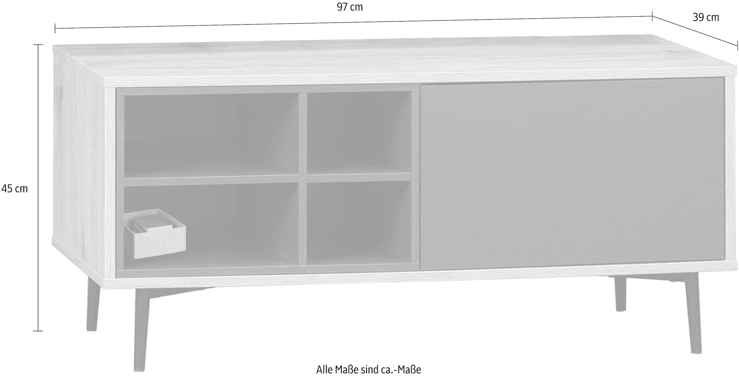 SIT Table basse »Kommode MAILBOX – Scandi‑Lowboard MDF mit Dekorfolie & Metallbeinen« meuble bas scandinave MDF avec film décoratif et pieds métalliques élégants