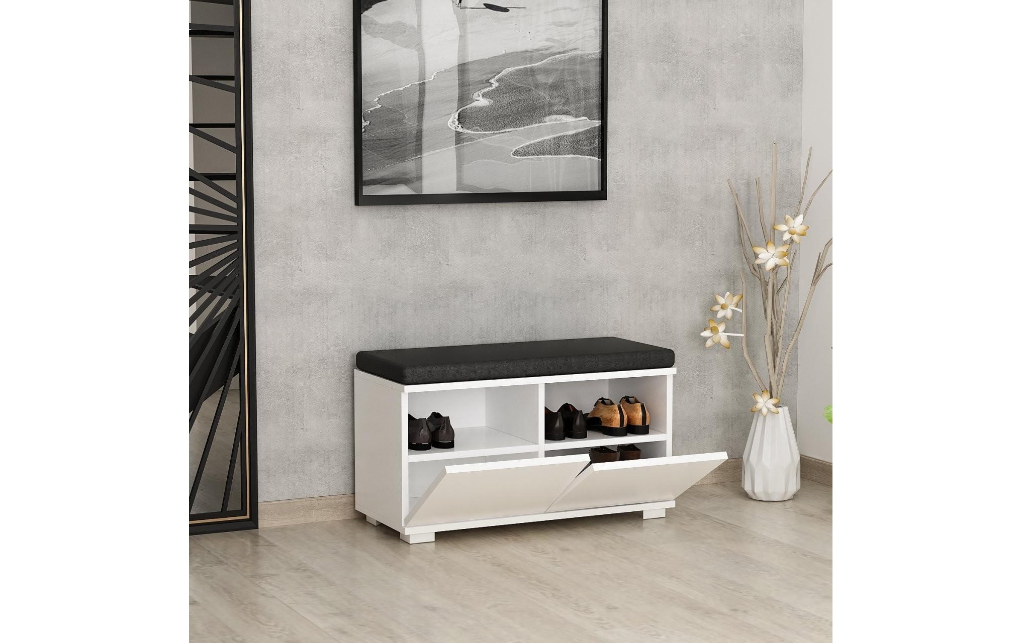 Schuhschrank »Woody Fashion Drago 80 x 42 x 35 cm, Weiss/Schwarz«