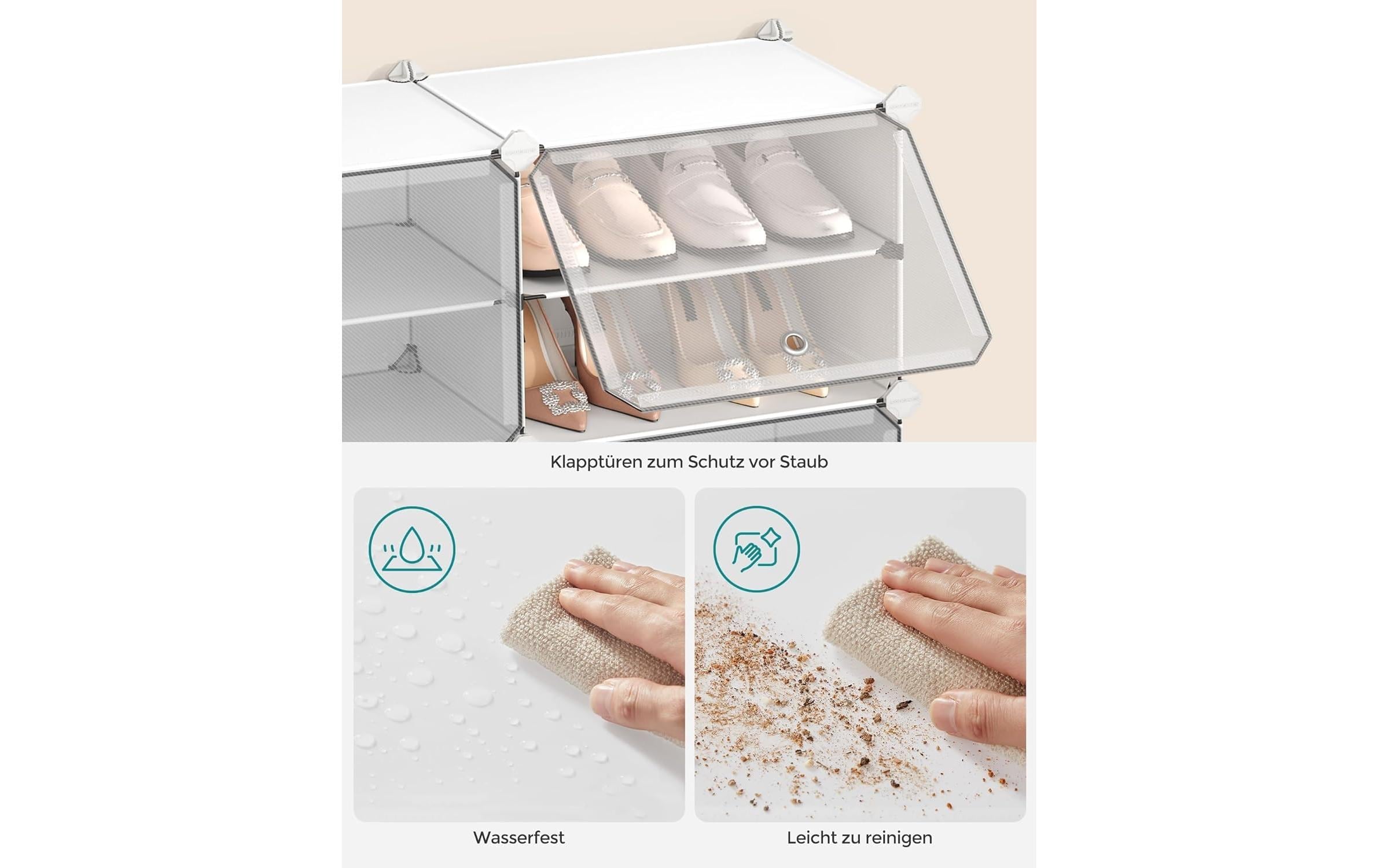 SONGMICS Schuhregal »31.2 x 124.4 cm,« Stapelbare Schuhboxen aus Kunststoff