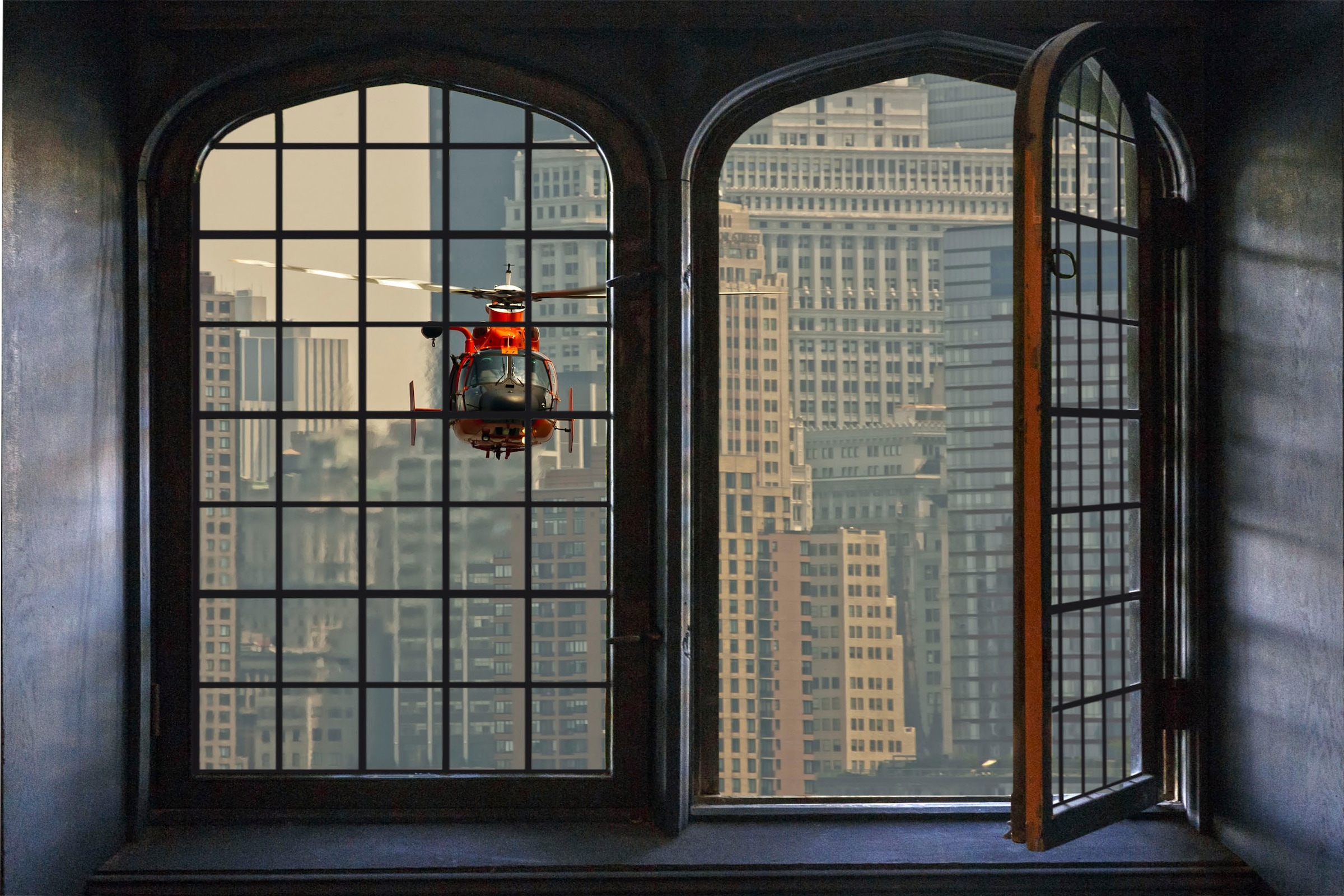 Image of queence Wandsticker "Hubschrauber" Wandsticker, Wandbild, selbstklebend, 3D, Fenster