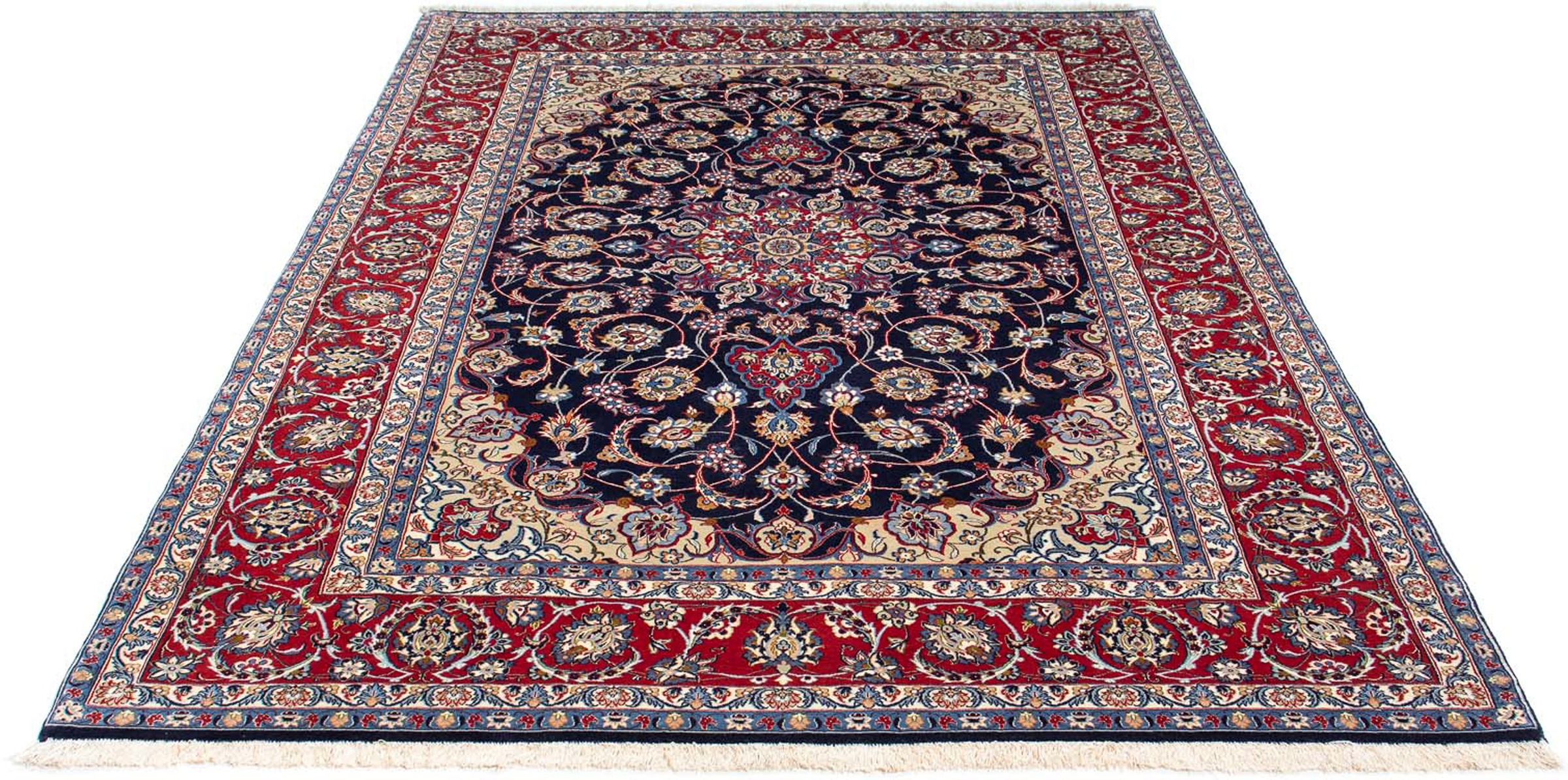 Image of morgenland Orientteppich »Perser - Isfahan - Premium - 233 x 160 cm - dunkelblau«, rechteckig, 6 mm Höhe, Wohnzimmer, Handgeknüpft, Einzelstück mit Zertifikat bei Ackermann Versand Schweiz