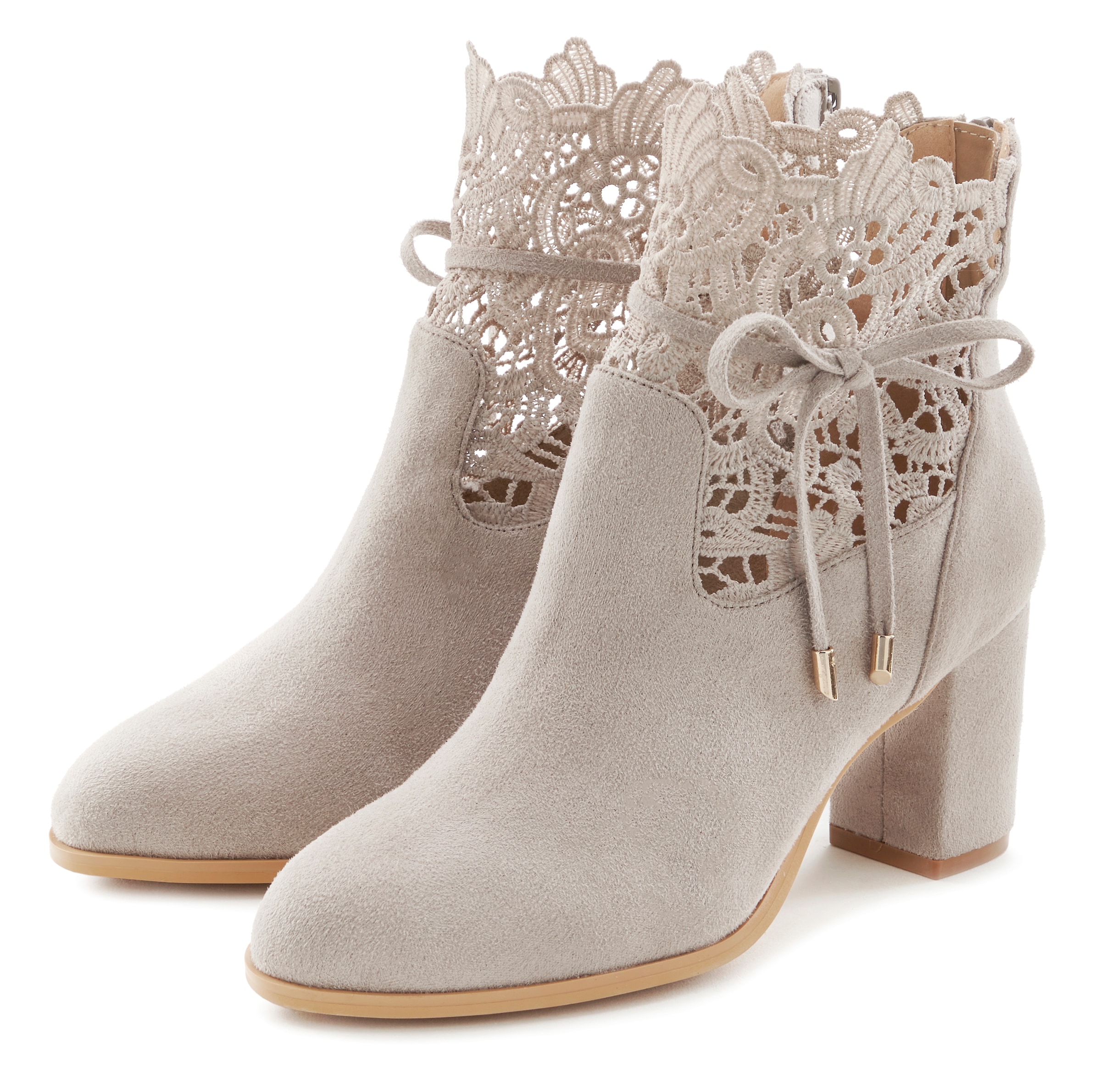 LASCANA High-Heel-Stiefelette, mit modischer Spitze und bequemen Blockabsatz, Ankle Boot, Stiefel