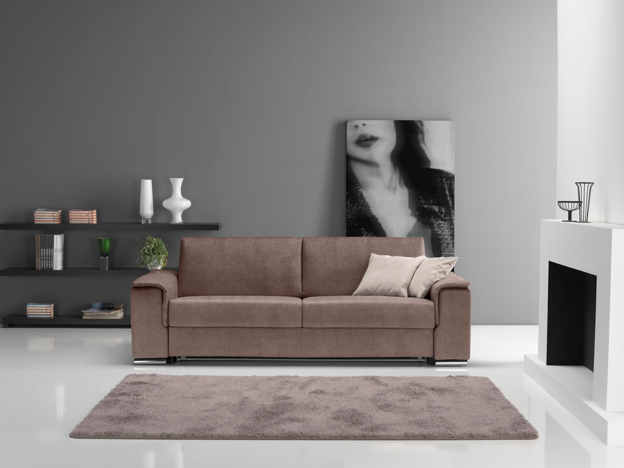 Egoitaliano 2,5-Sitzer »Cecilia, modern und elegant mit erstklassigem Sitzkomfort« mit verchromten Metallfüssen