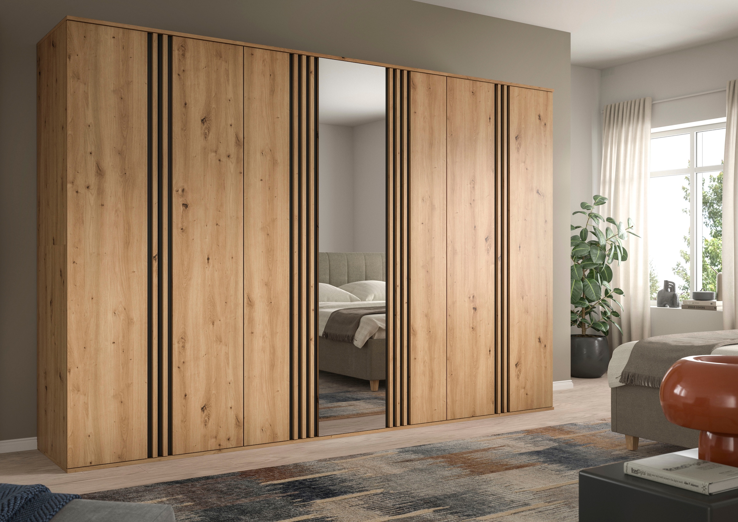 Home affaire Set d'armoires »ALVA, Breite 240 cm, Paneeloptik, Schlafzimmerschrank, Kleiderschrank« wähle den beste Schrank Kombination, individuell platzierbar, 